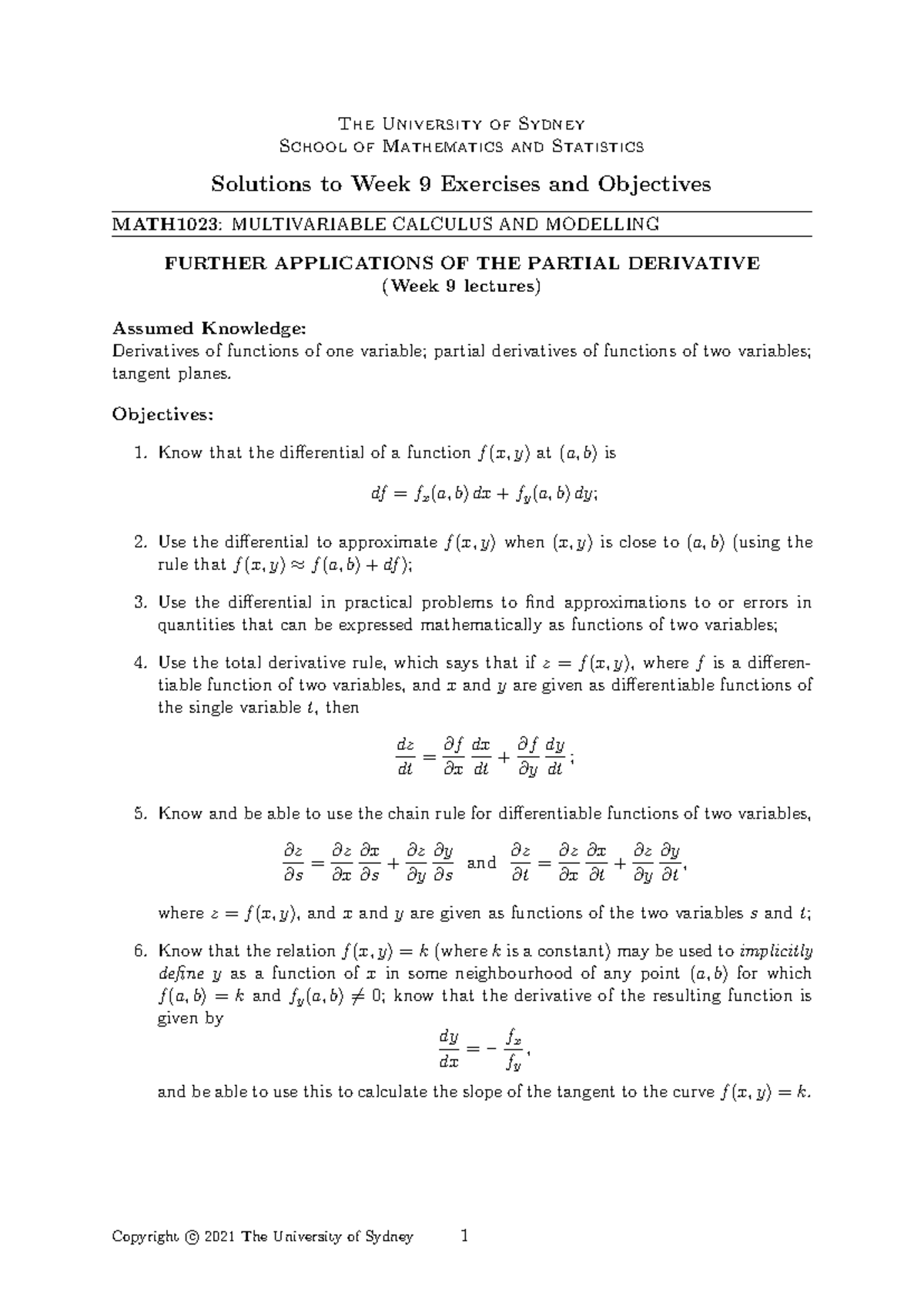 Exercises Week 09-Solutions - The University of Sydney School of ...