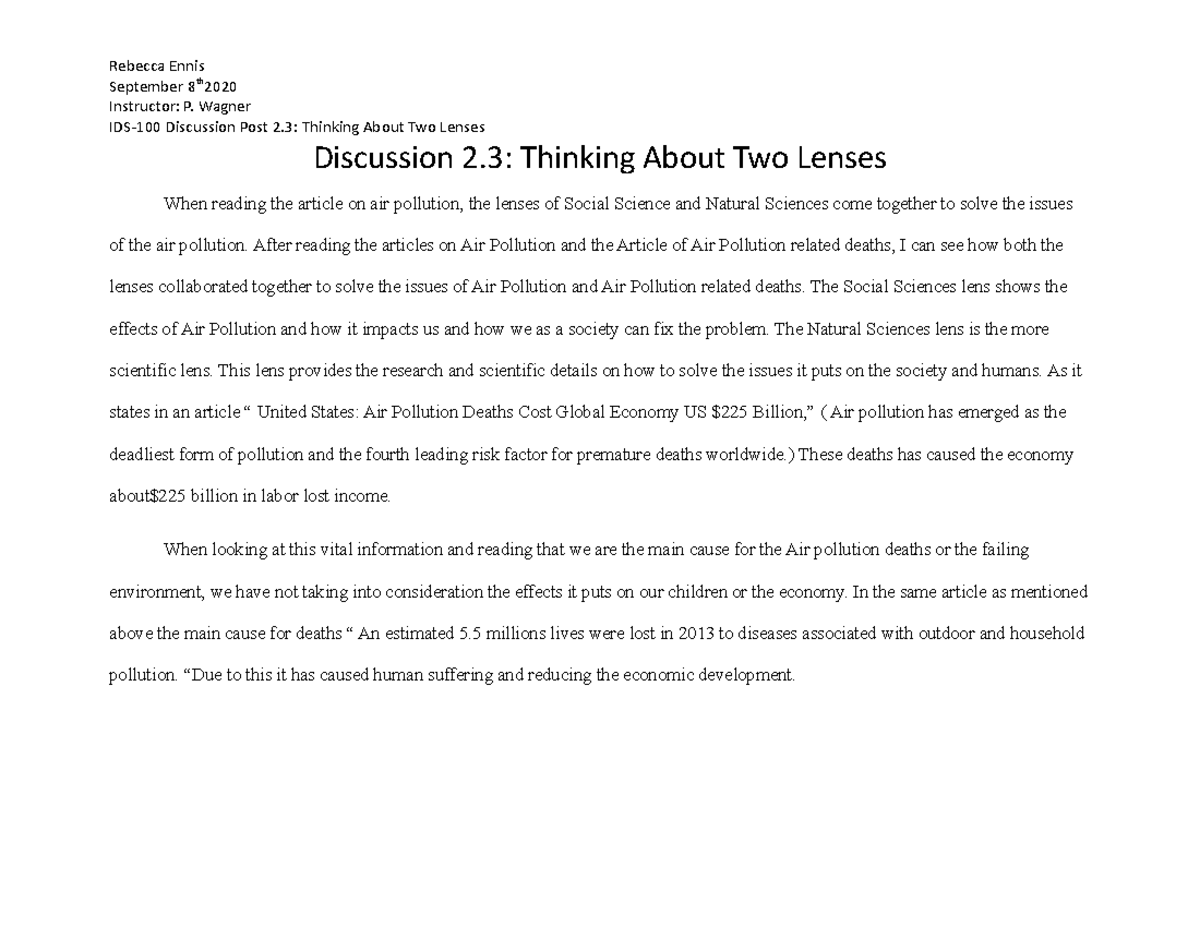 2.3 Discussion Thinking About Two Lenses - Rebecca Ennis September ...