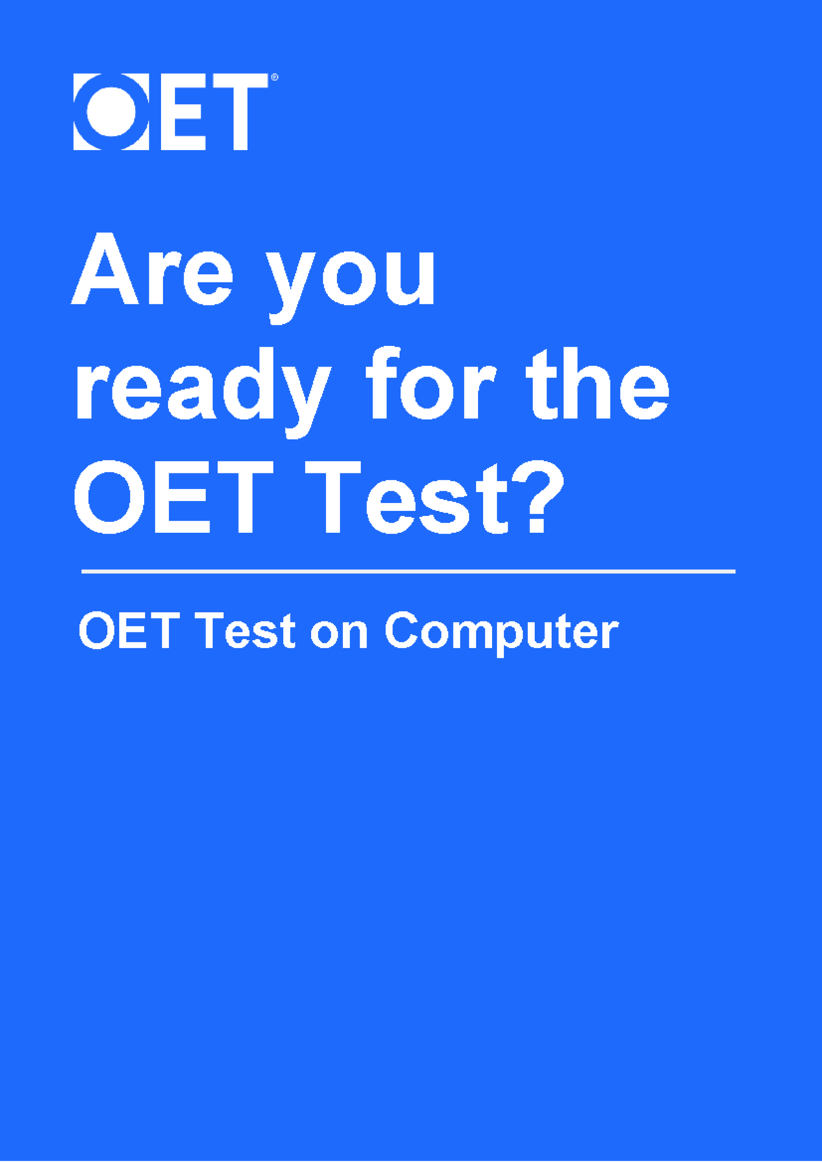 Test Day Readiness Guide OET Test on Computer - Are you ready for the ...