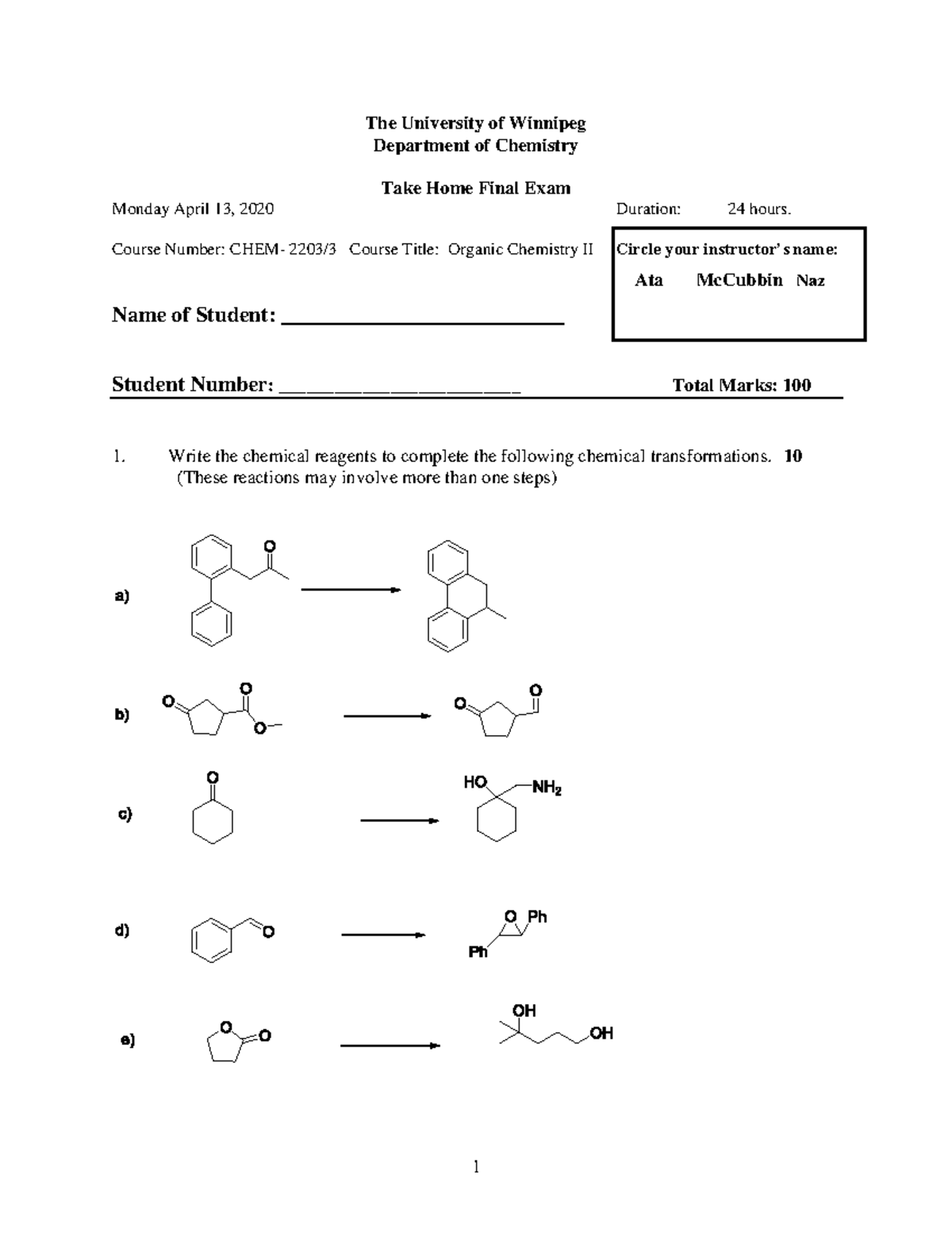 Organic Chemistry 1 Final Exam Review Pdf