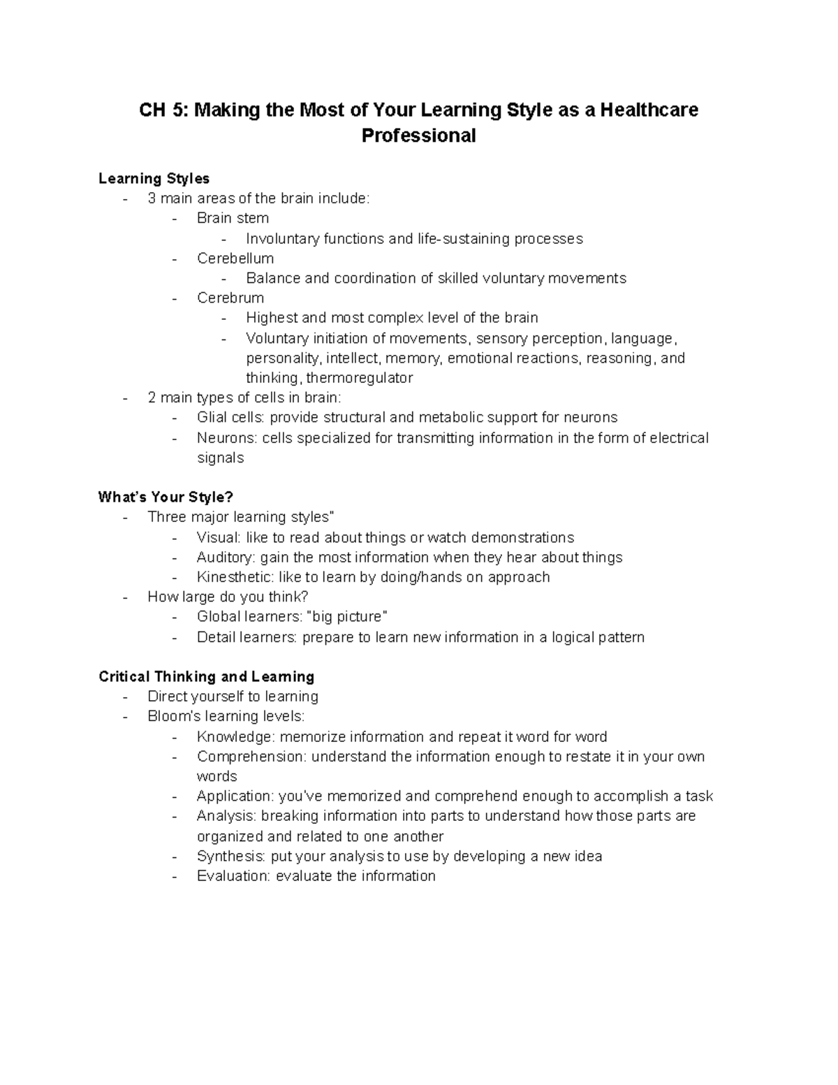 CH 5 Making the Most of Your Learning Style as a Healthcare ...