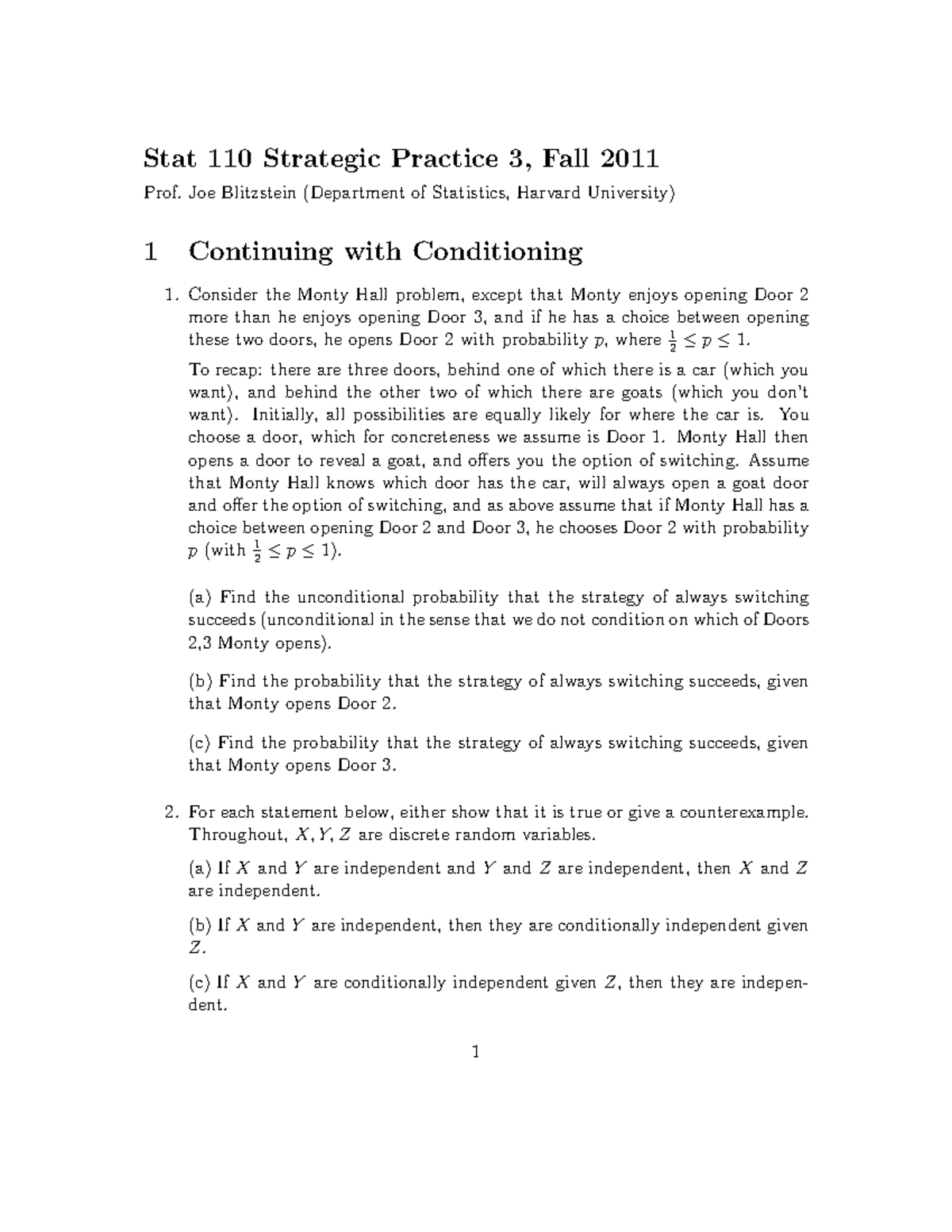 stat 110 homework