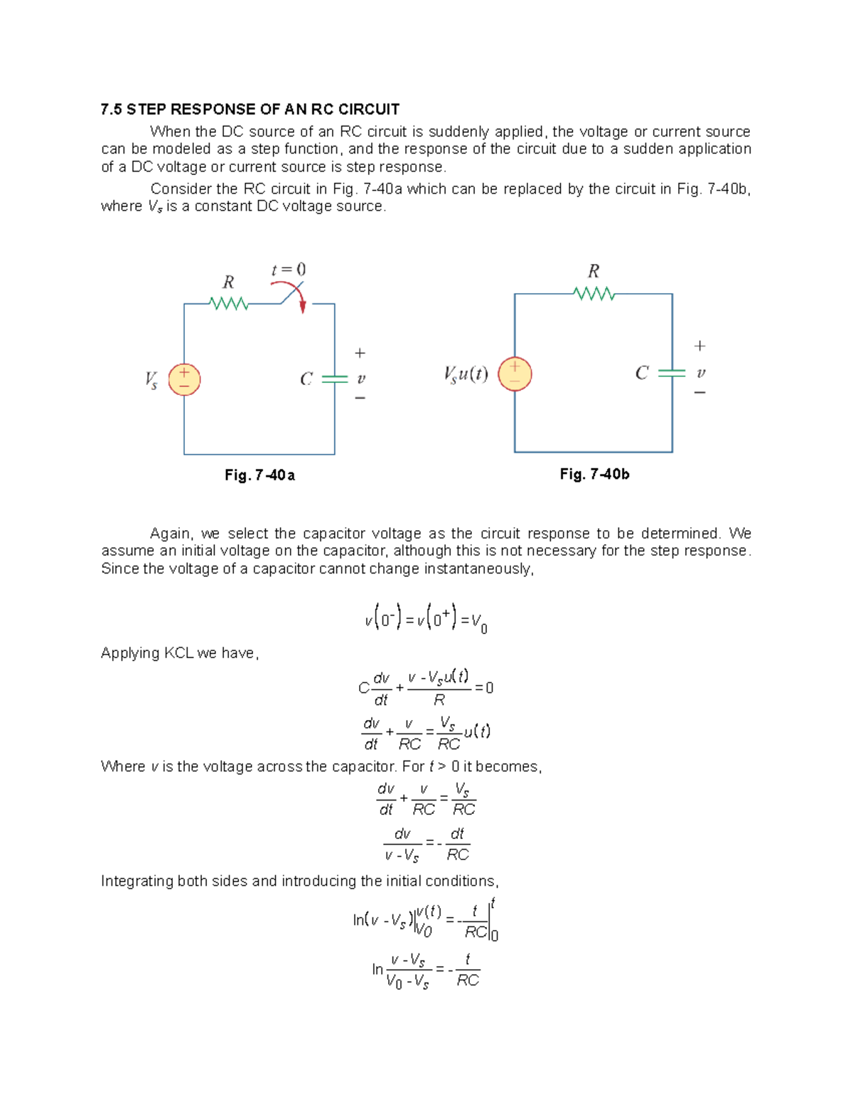 7.5 Step Response of an RC Circuit - 7 STEP RESPONSE OF AN RC CIRCUIT ...