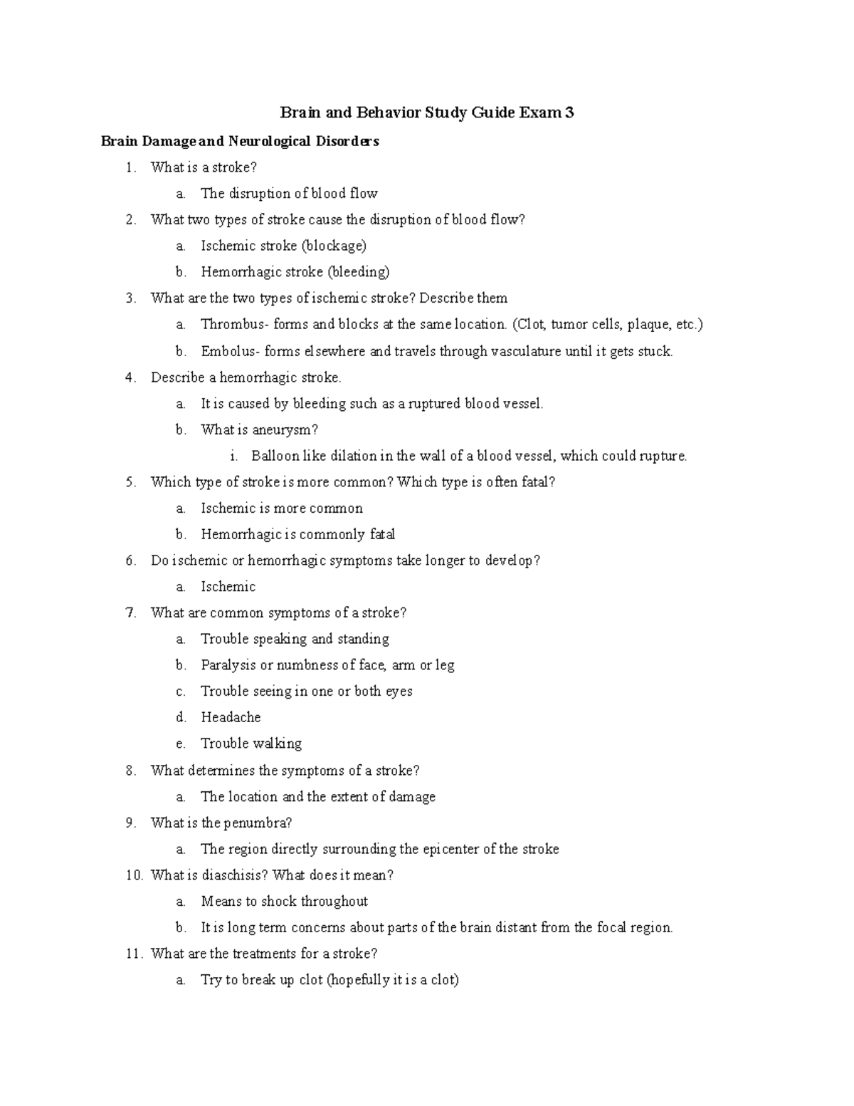 Study Guide- Exam 3- PSB 2000 - Brain And Behavior Study Guide Exam 3 ...