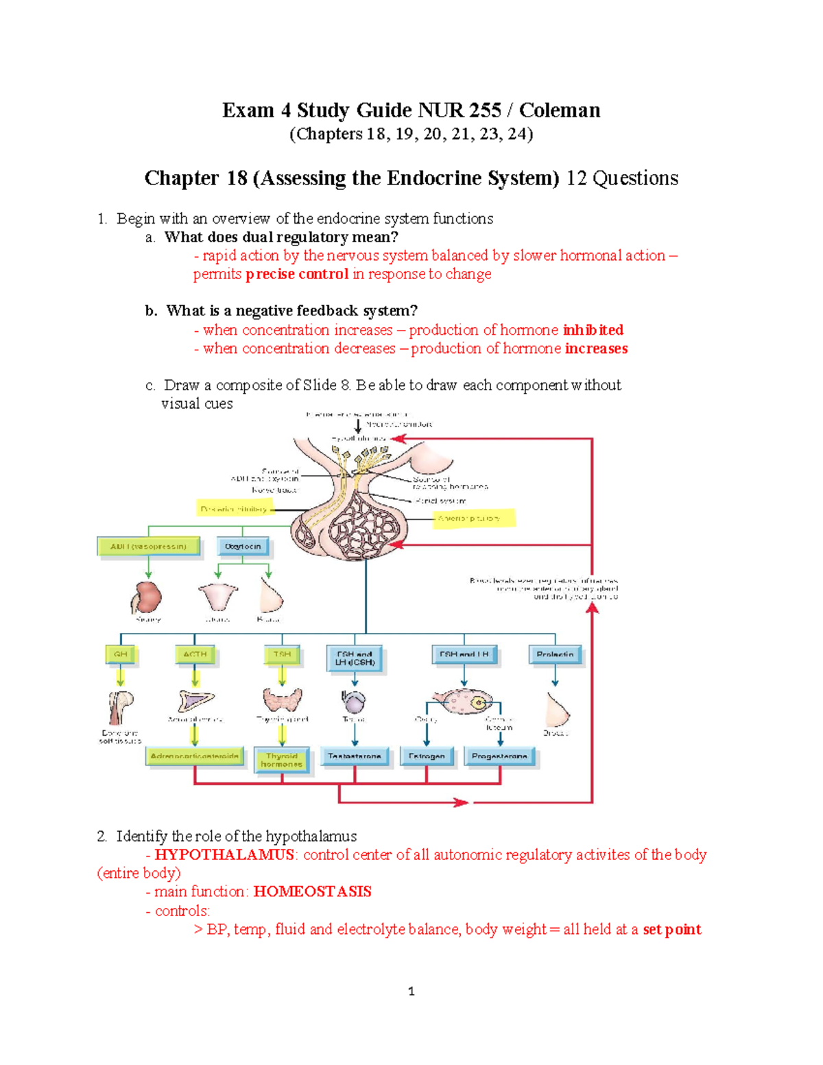 Study Guide Exam 4 - exam 4 sg - Exam 4 Study Guide NUR 255 / Coleman ...