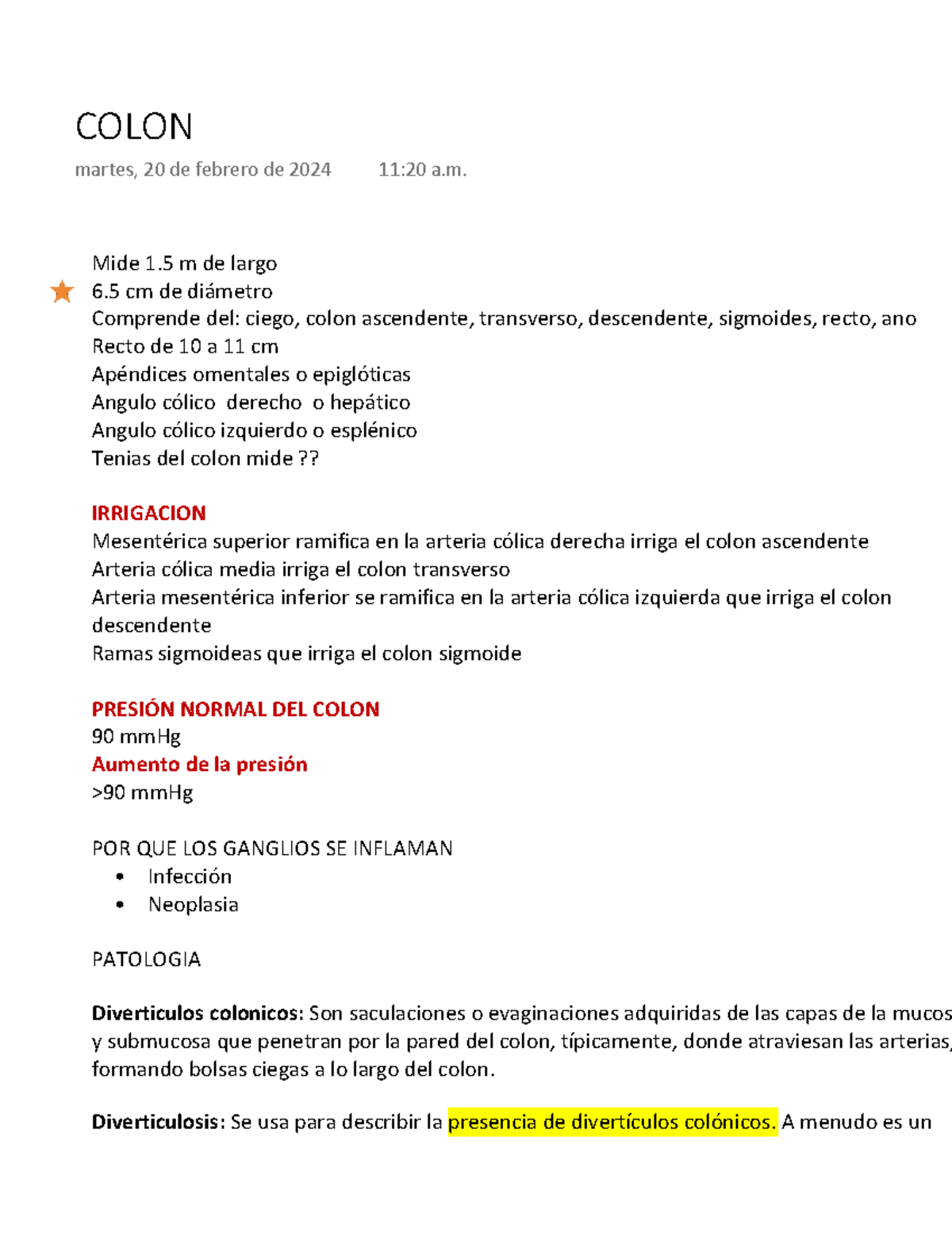 Colon - Mide 1 m de largo 6 cm de diámetro Comprende del: ciego, colon ...