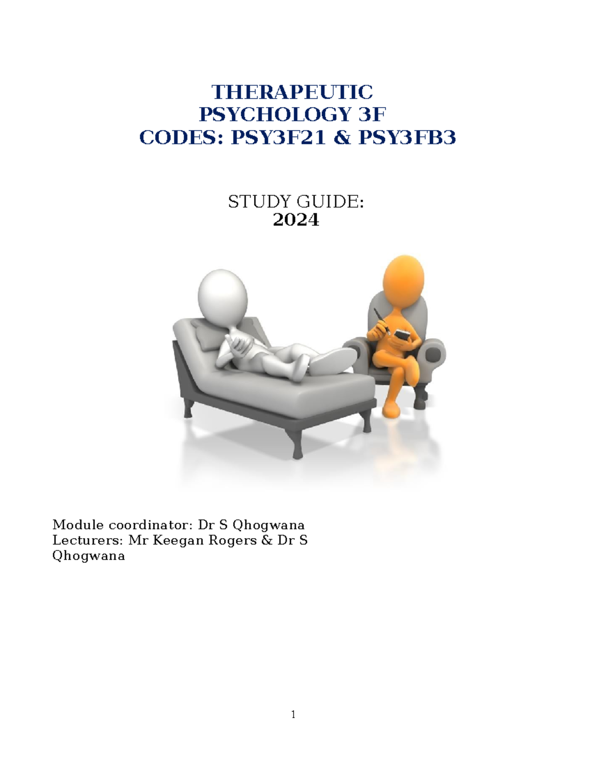 Course Learning Guide PSY3F21 - PSY3FB3 2023 V3 July - THERAPEUTIC ...