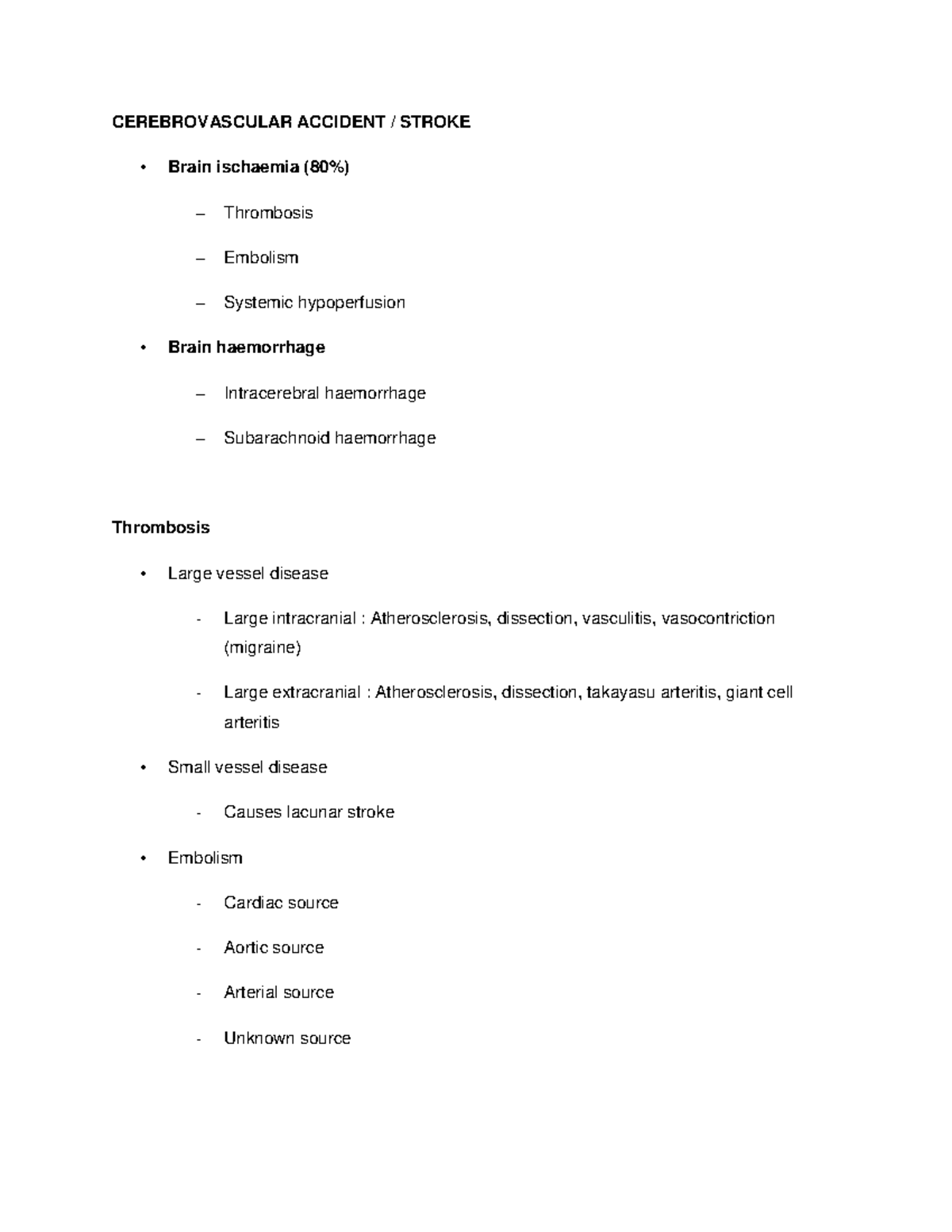 Cerebrovascular Accident Treatment Guidelines