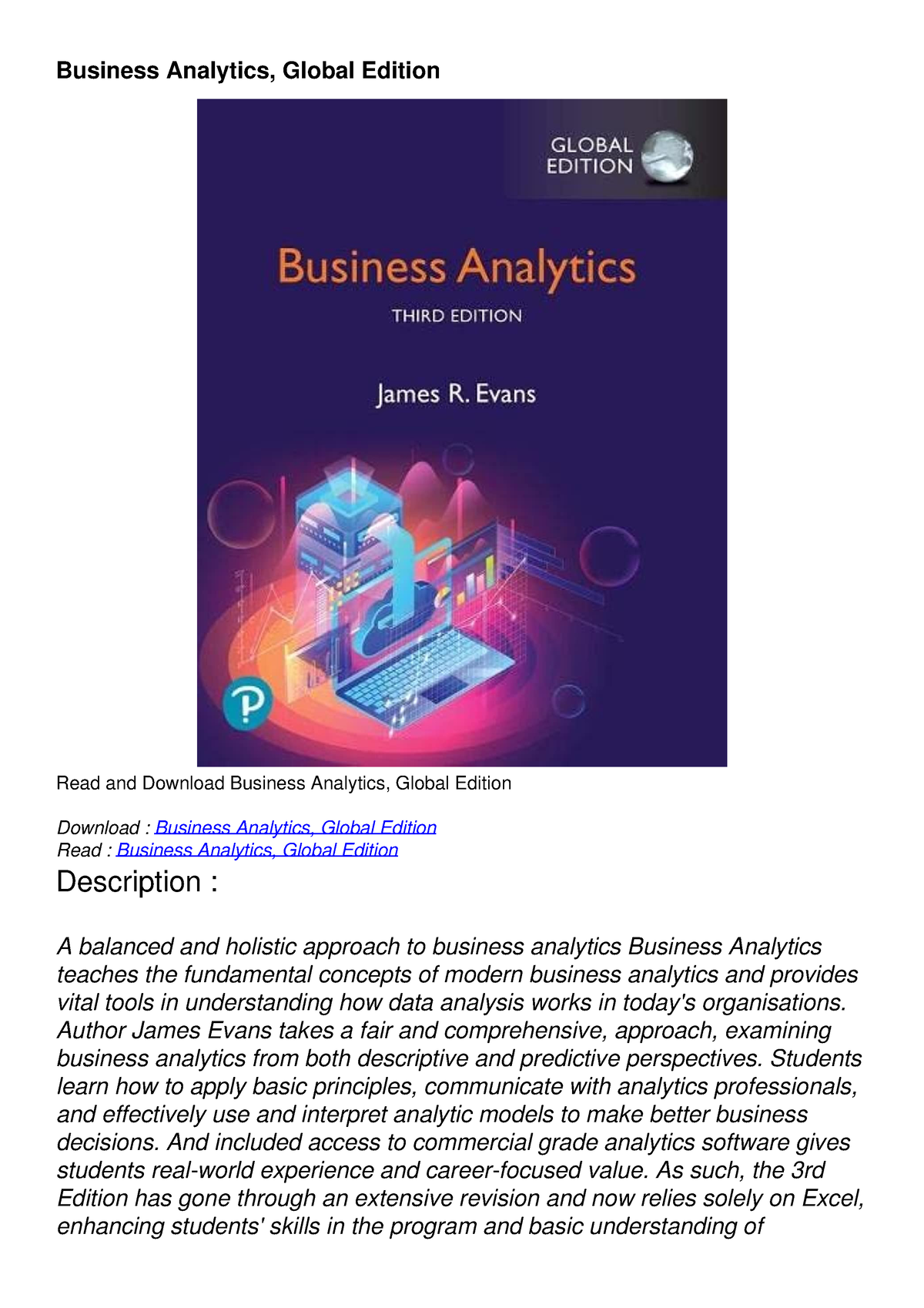 Read Ebook [PDF] Business Analytics, Global Edition - Business ...