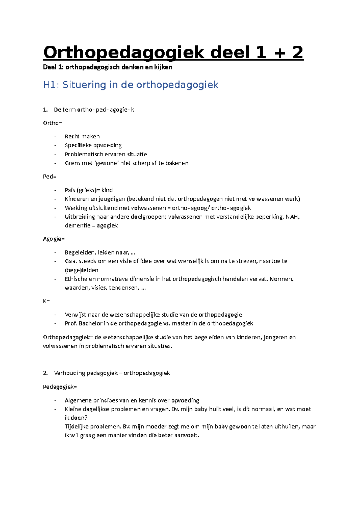 Orthopedagogiek SV Deel 1+2 - Orthopedagogiek Deel 1 + 2 Deel 1 ...