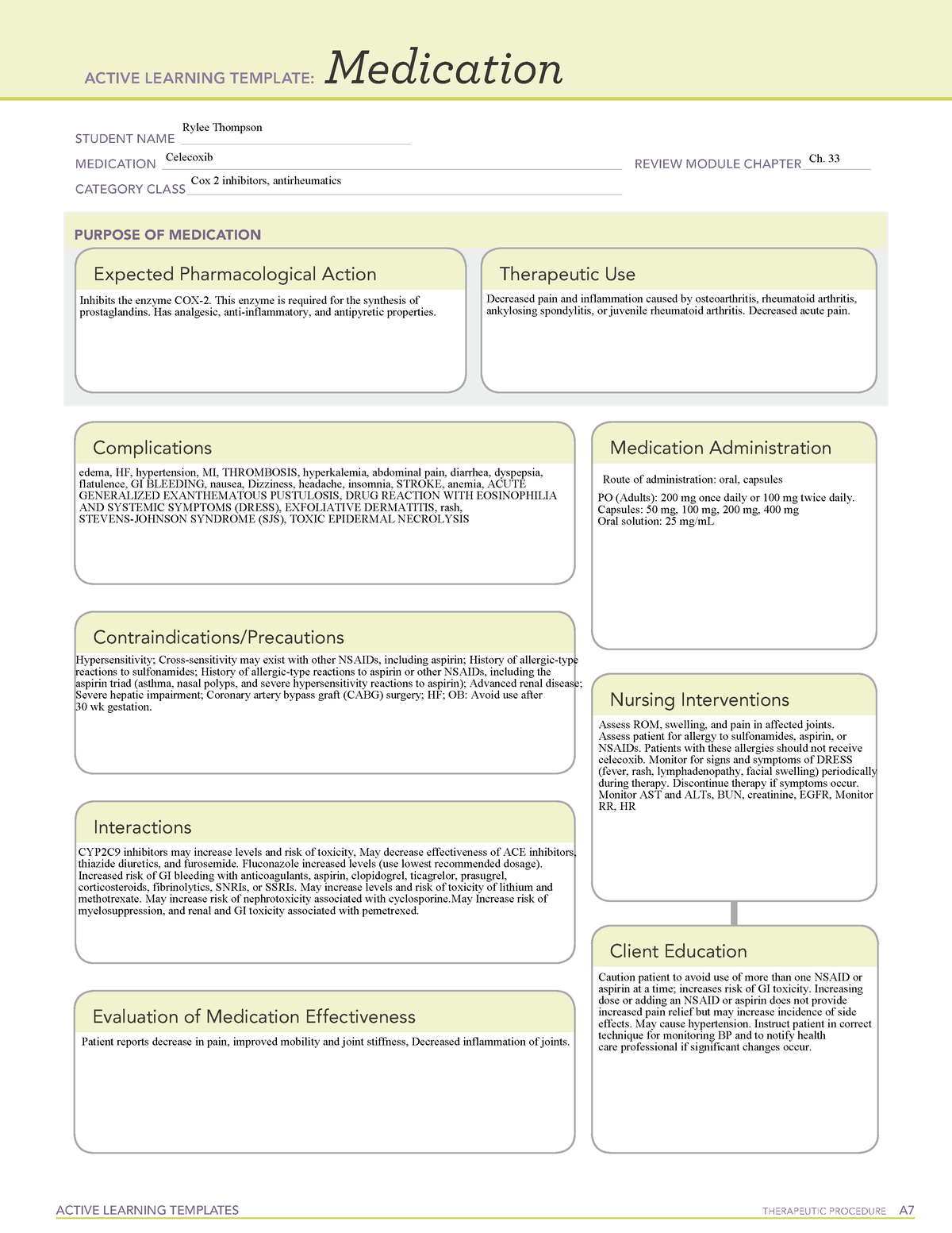 Celecoxib - Drug cards - ACTIVE LEARNING TEMPLATES THERAPEUTIC ...