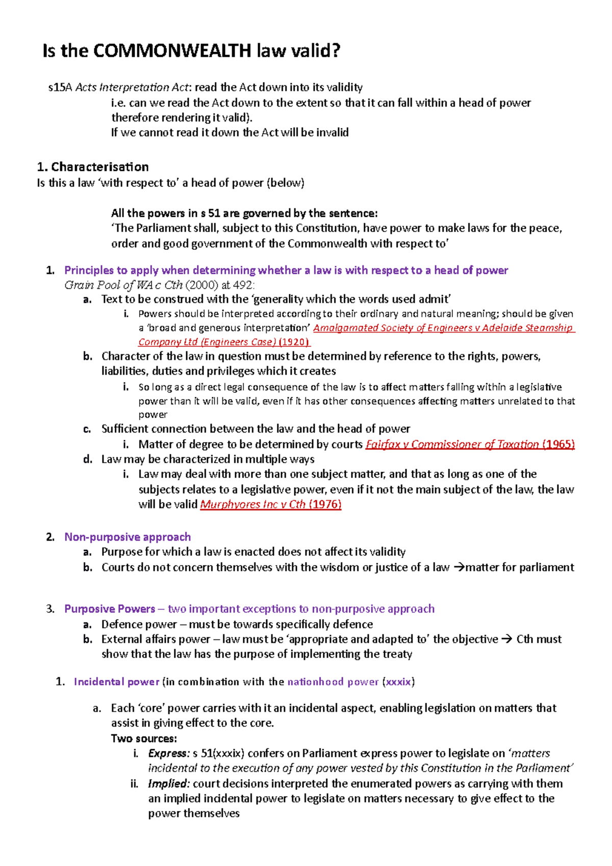 2019 Constitution Law - Answer Structure - Is the COMMONWEALTH law ...