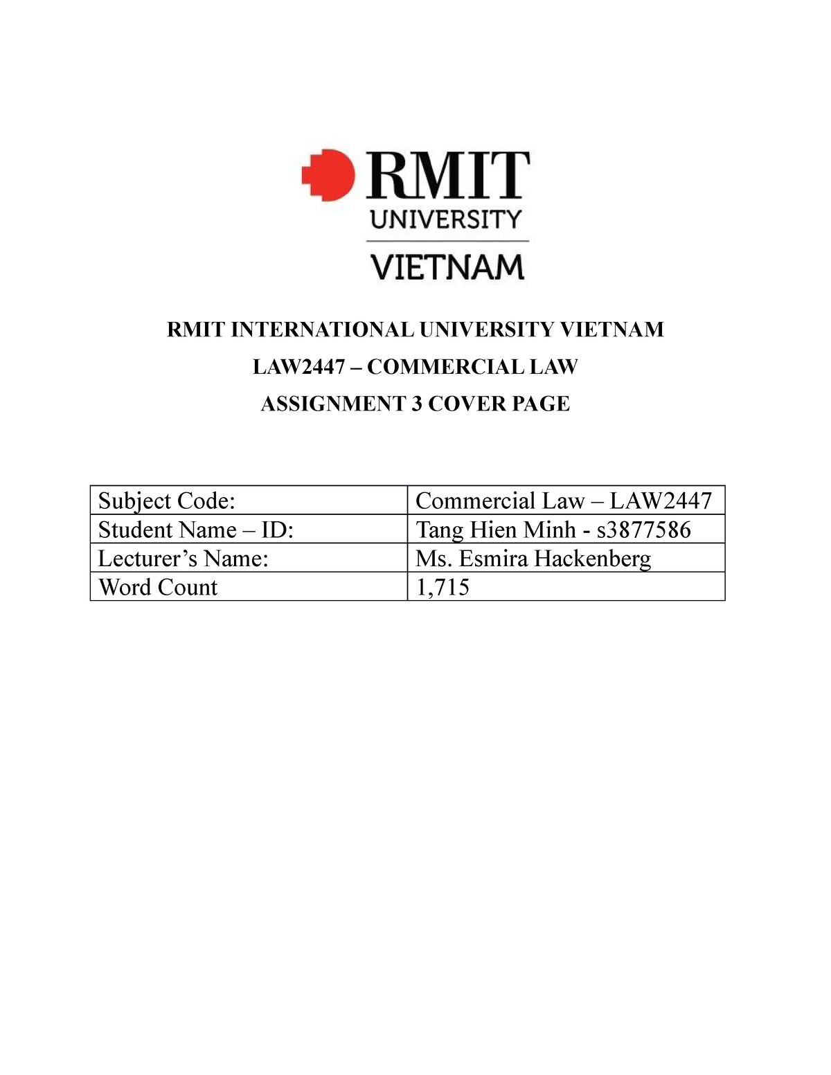 commercial law assignment topics