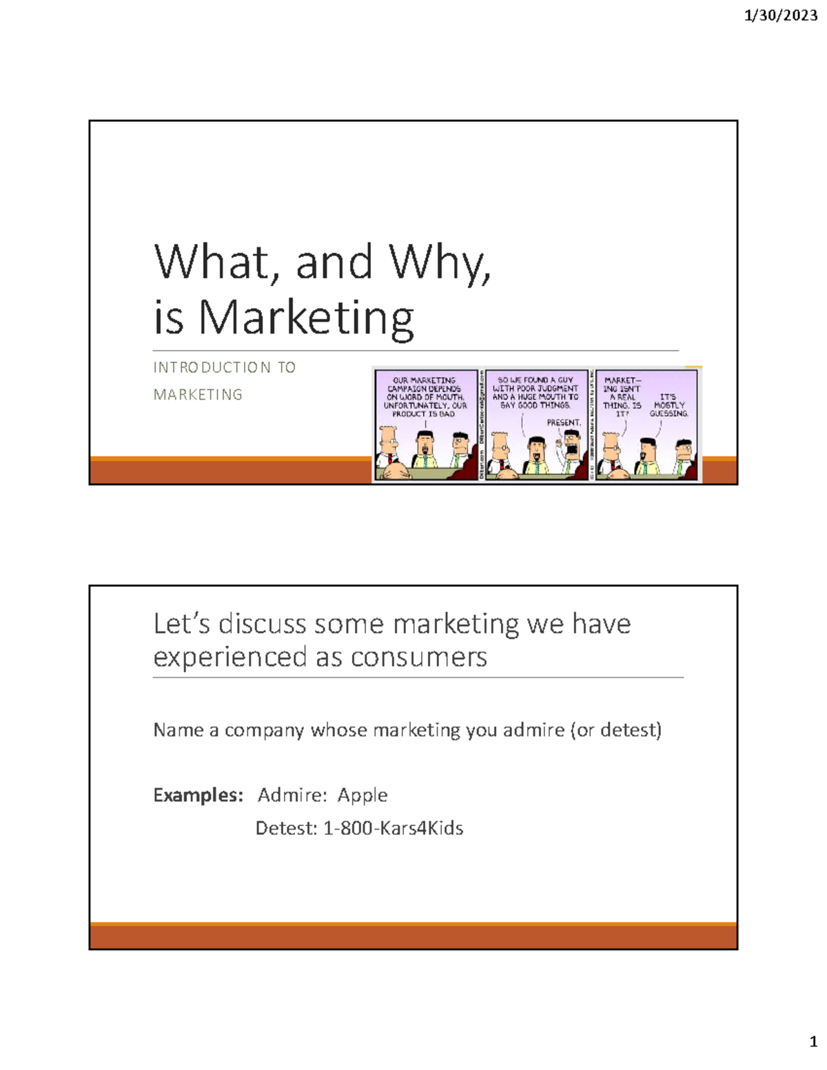 MKTG Introduction 2023 - What, and Why, is Marketing INTRODUCTION TO ...