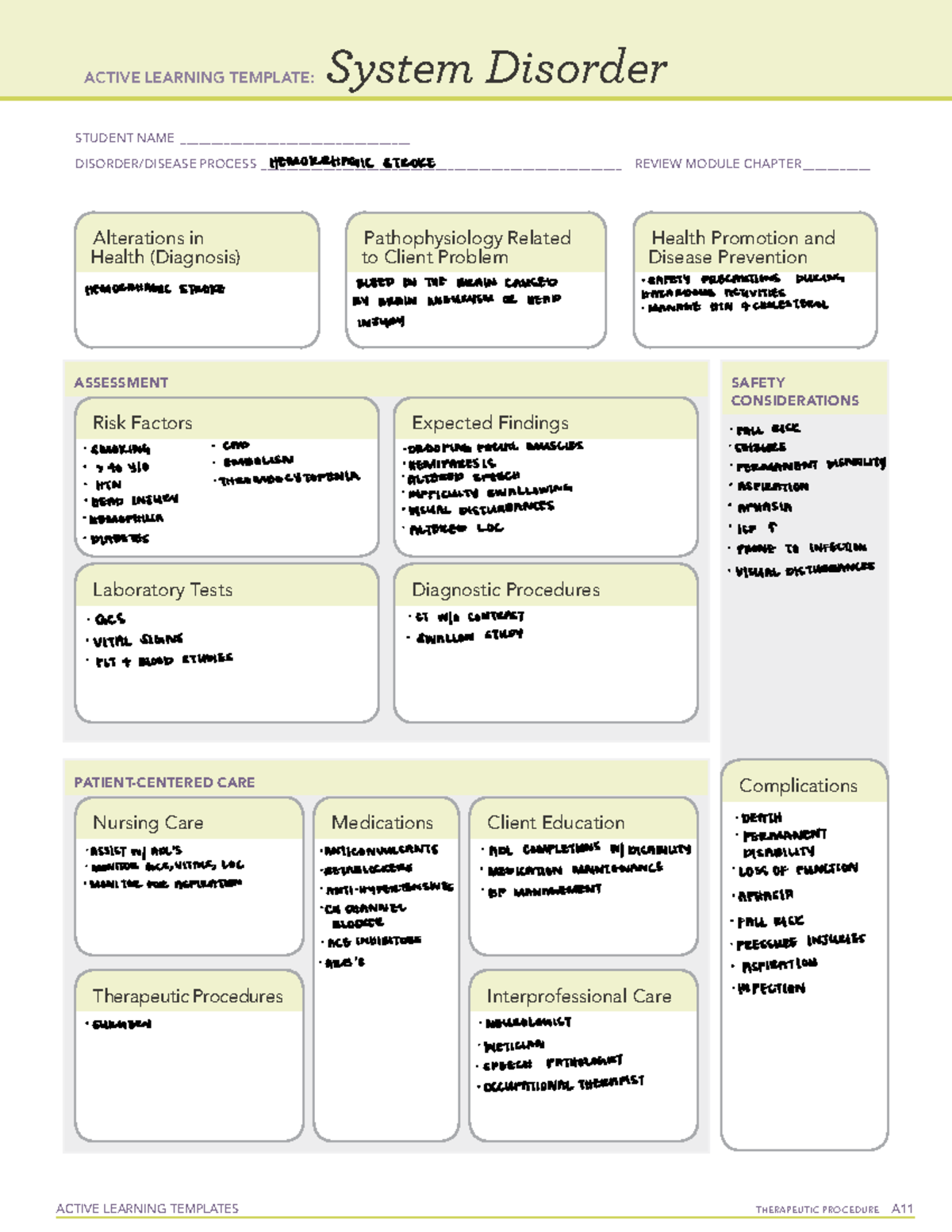 Hemorrhagic Stroke template - ACTIVE LEARNING TEMPLATES THERAPEUTIC ...