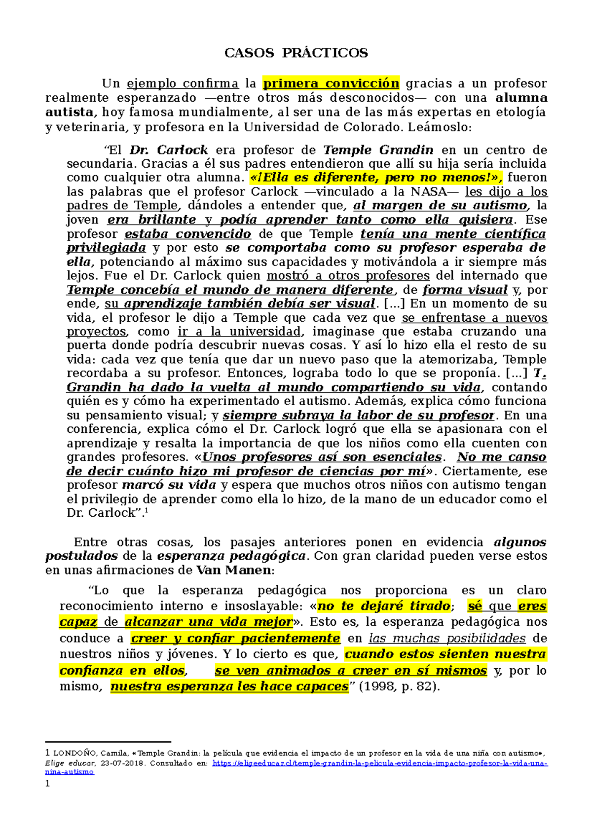 Esperanza Pedagógica Ejemplos Prácticos 1ª Y 2ª Convicción Casos PrÁcticos Un Ejemplo 1104