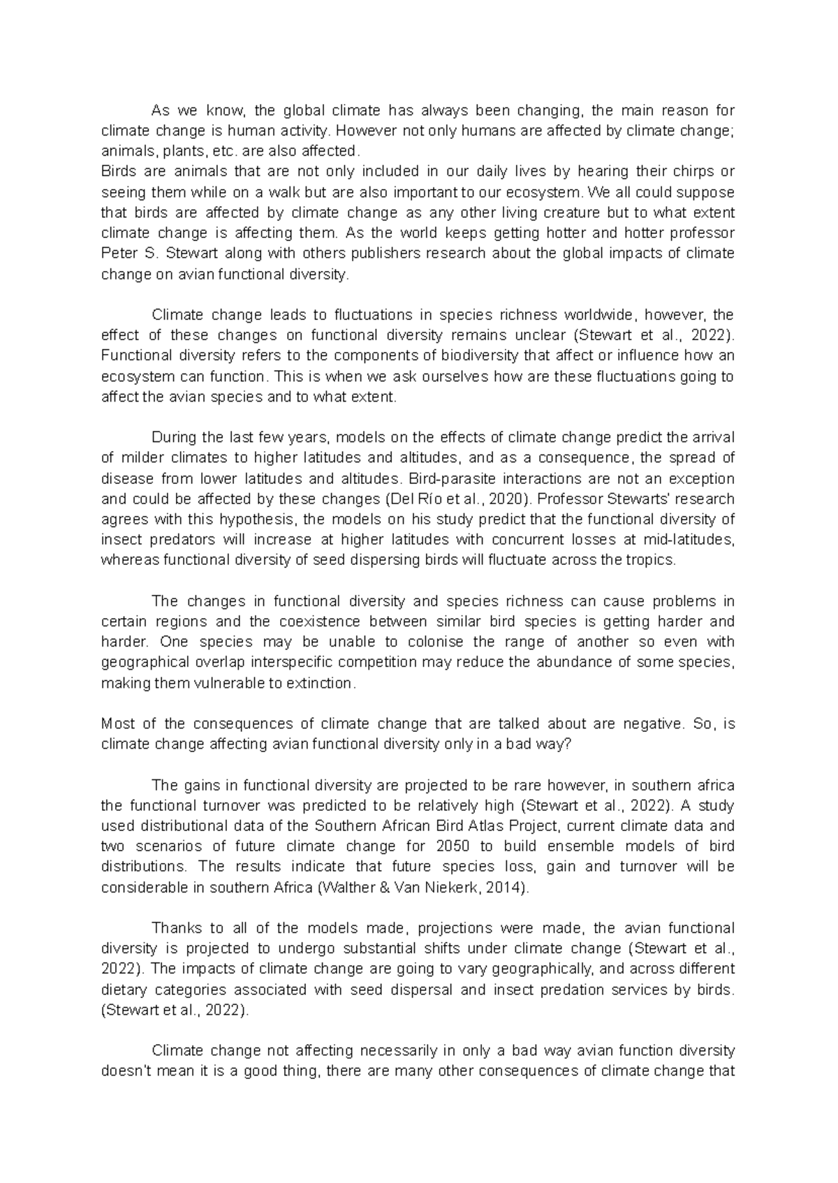 Script for podcast - As we know, the global climate has always been ...
