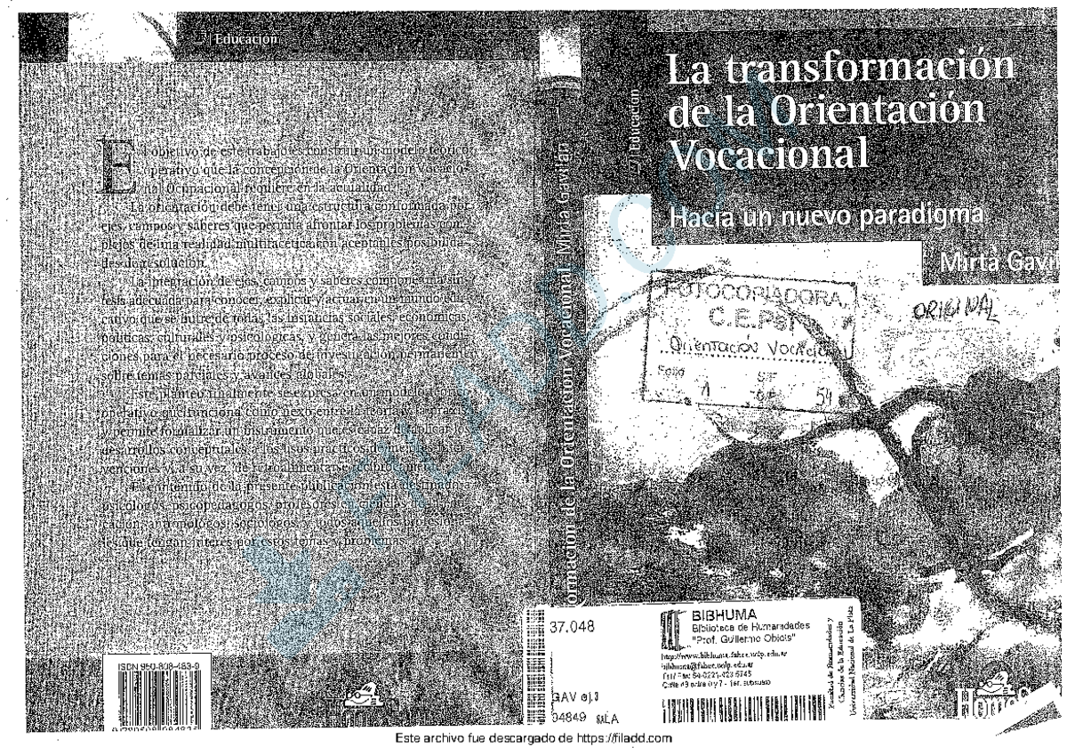 1 Gavilan 2006 La Transformacion de la Orientacion Vocacional Libro