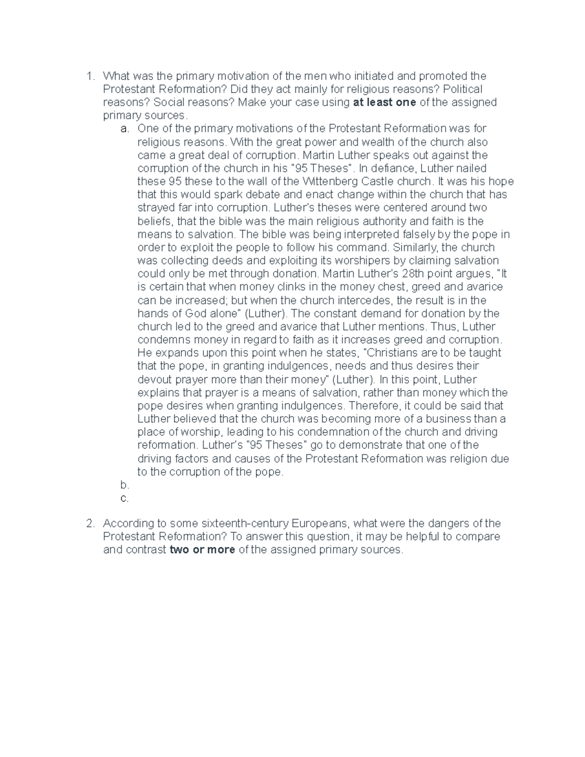 Discussion Post 3 (Week 5) - What was the primary motivation of the men ...