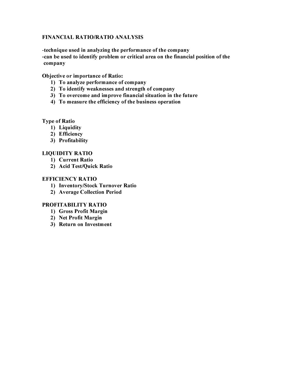 Chapter Financial Ratio - Accounting - UiTM - Studocu