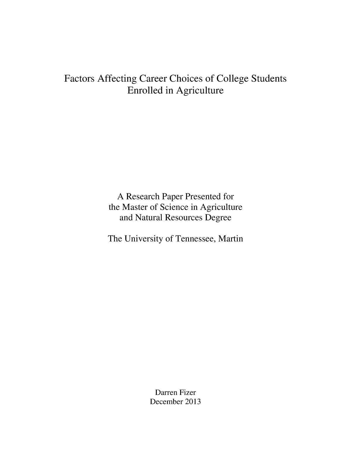 Influences On Students Choice Of College - Factors Affecting Career ...