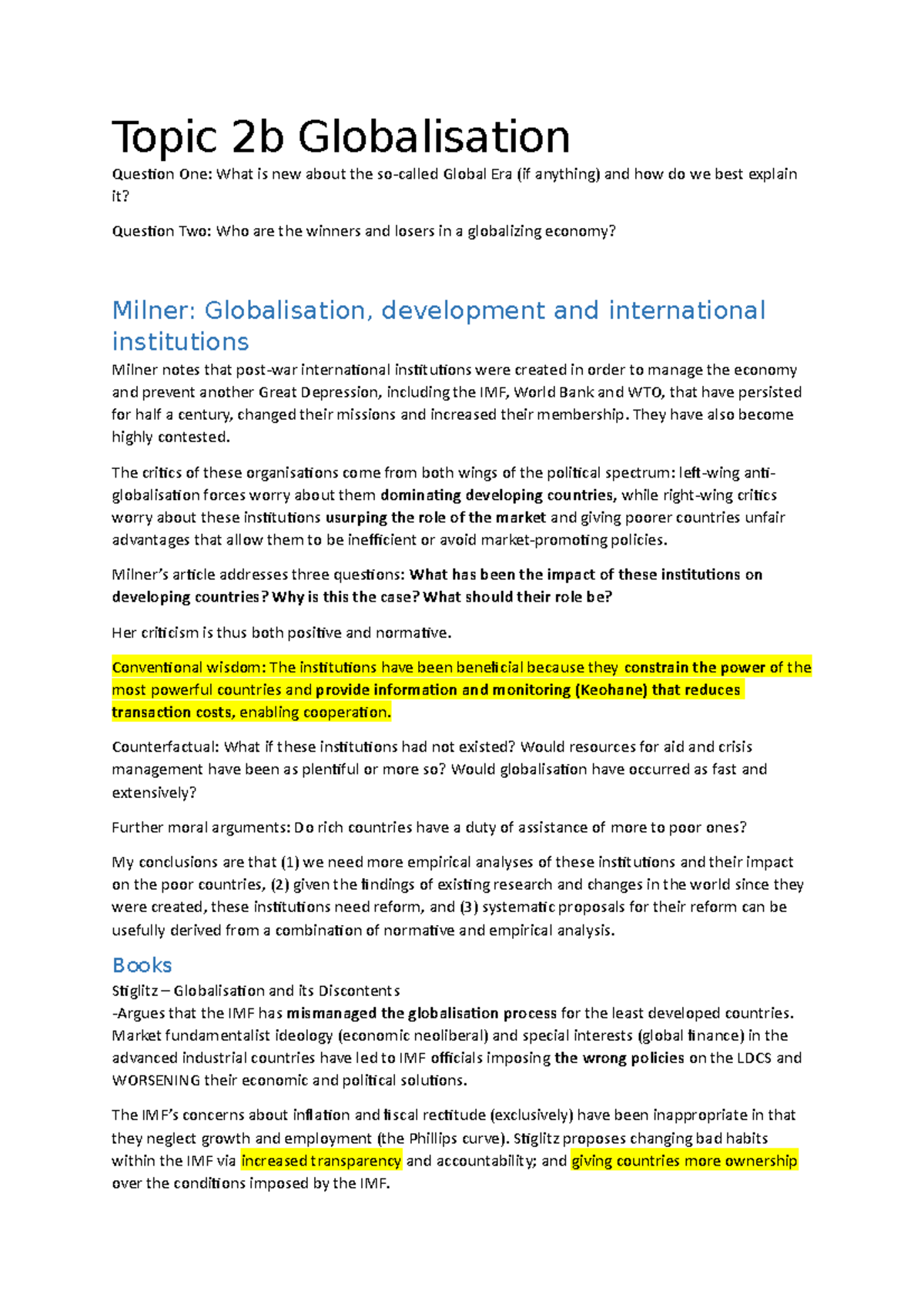 Notes on Globalisation (International Relations) - Topic 2b ...