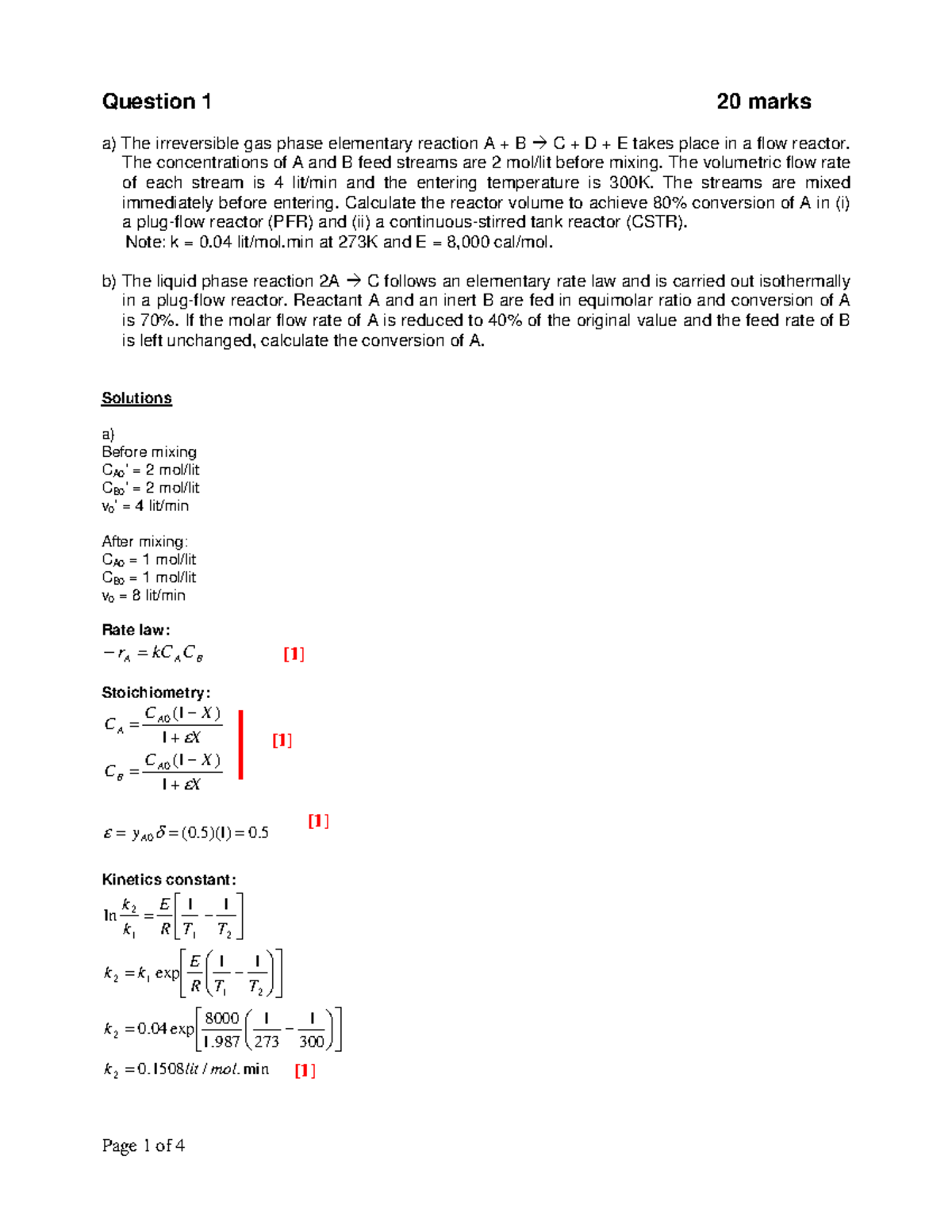 Practice Exam 2010 answers - Question 1 20 marks a) The irreversible ...