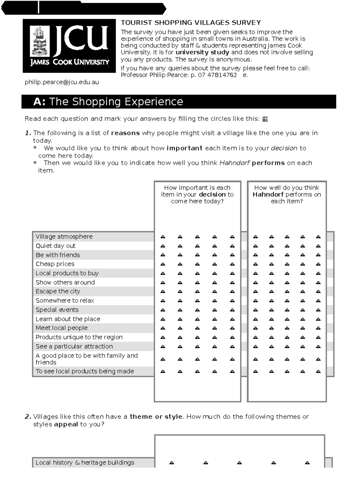 Leisure Shopping Questionnaire - BX2174:03 - JCU - Studocu