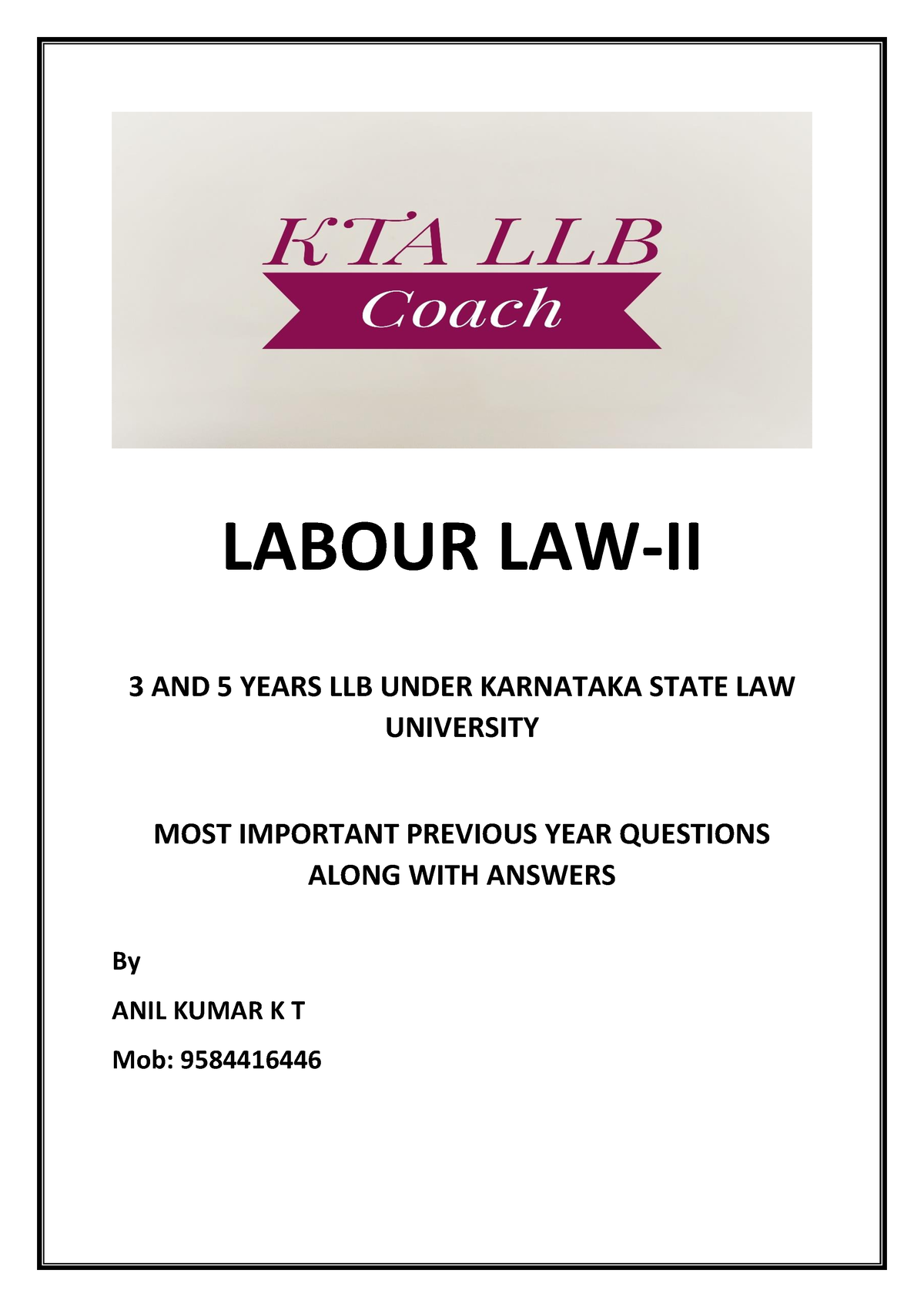 Labour Law II KSLU Notes Grand Final - LABOUR LAW-II 3 AND 5 YEARS LLB ...