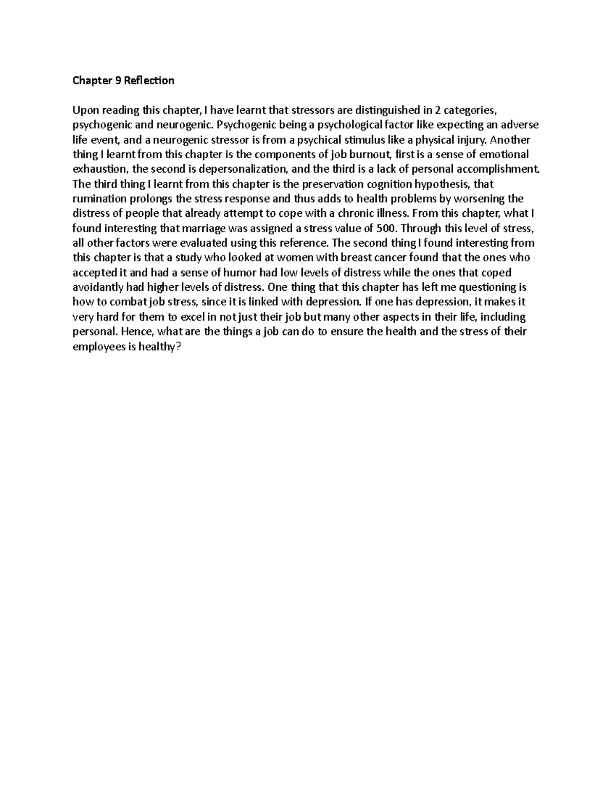 Chapter 9 Reflection Joyce Lui Chapter 9 Reflection Upon reading