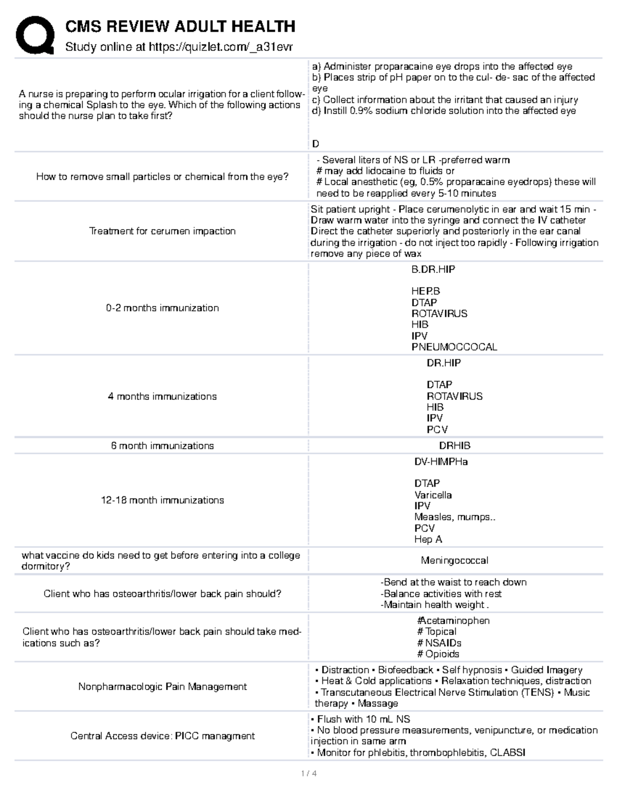 Medical Surgical Study online at quizlet/_a31evr A nurse is preparing