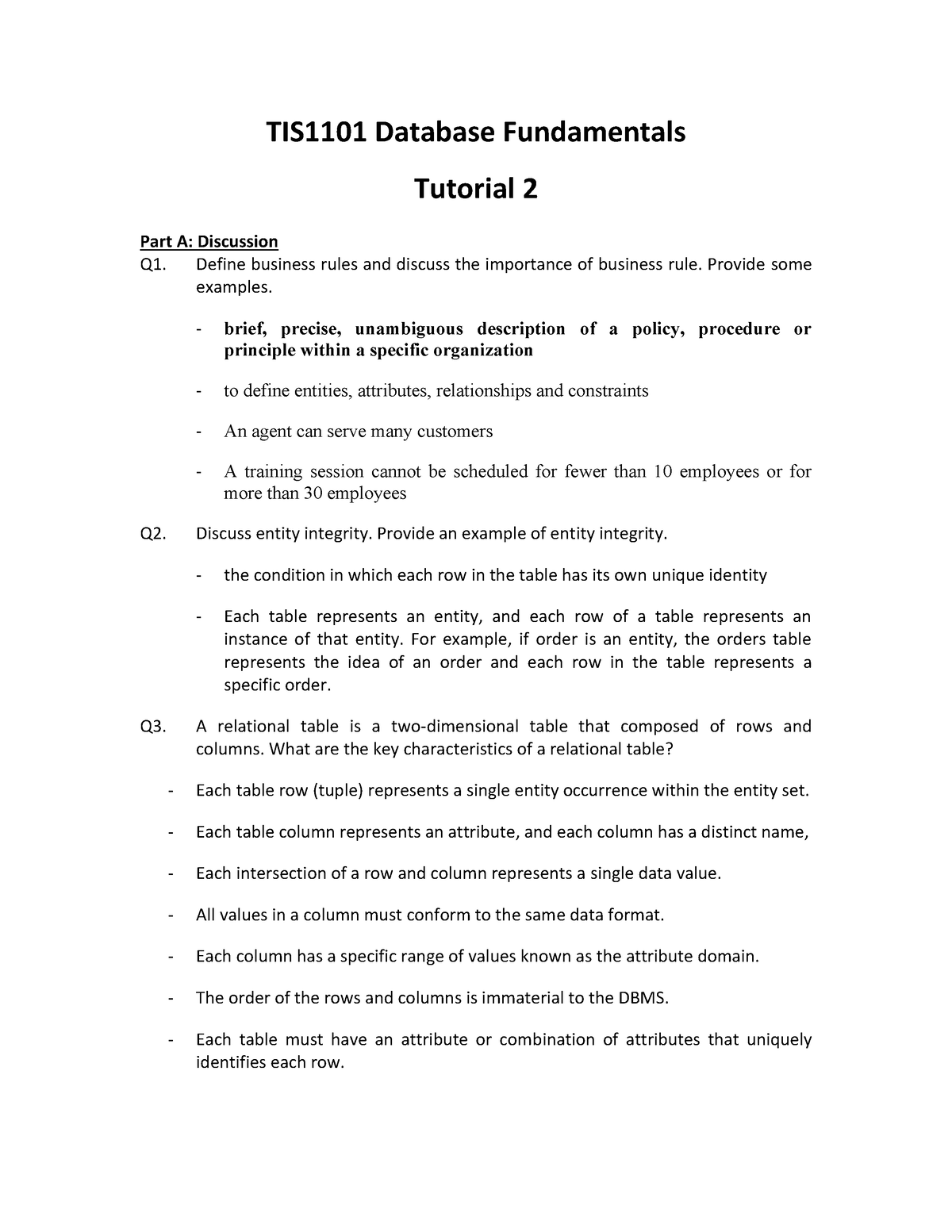 Lab02 Database Tutorial Solution - TIS1101 Database Fundamentals ...