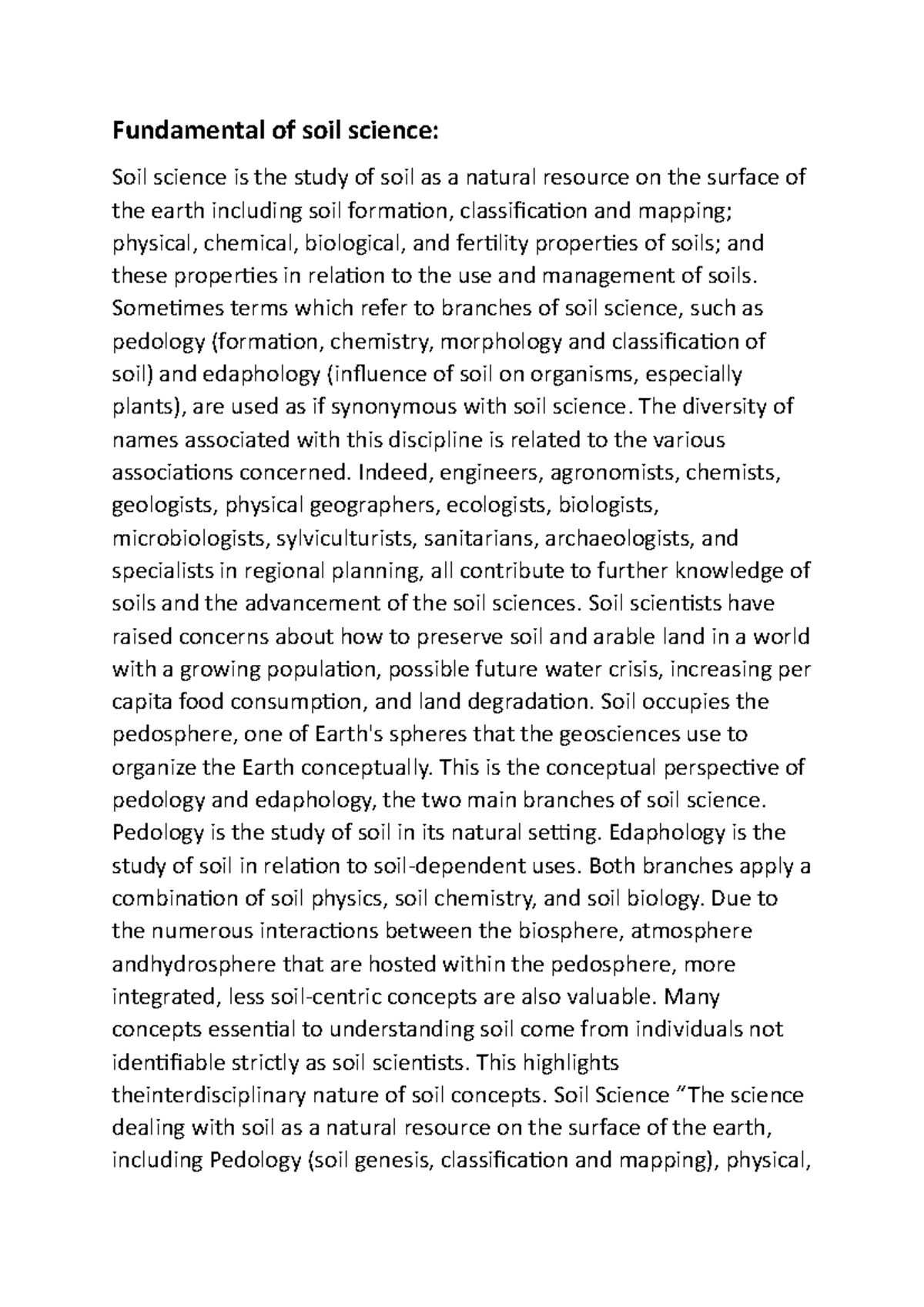 Fundamental of soil science Fundamental of soil science Soil science