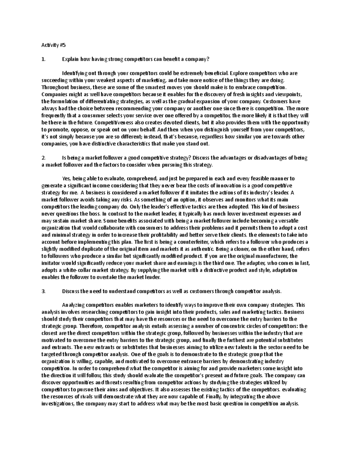 Activity 5 - Market follower and the factors to consider when pursuing ...