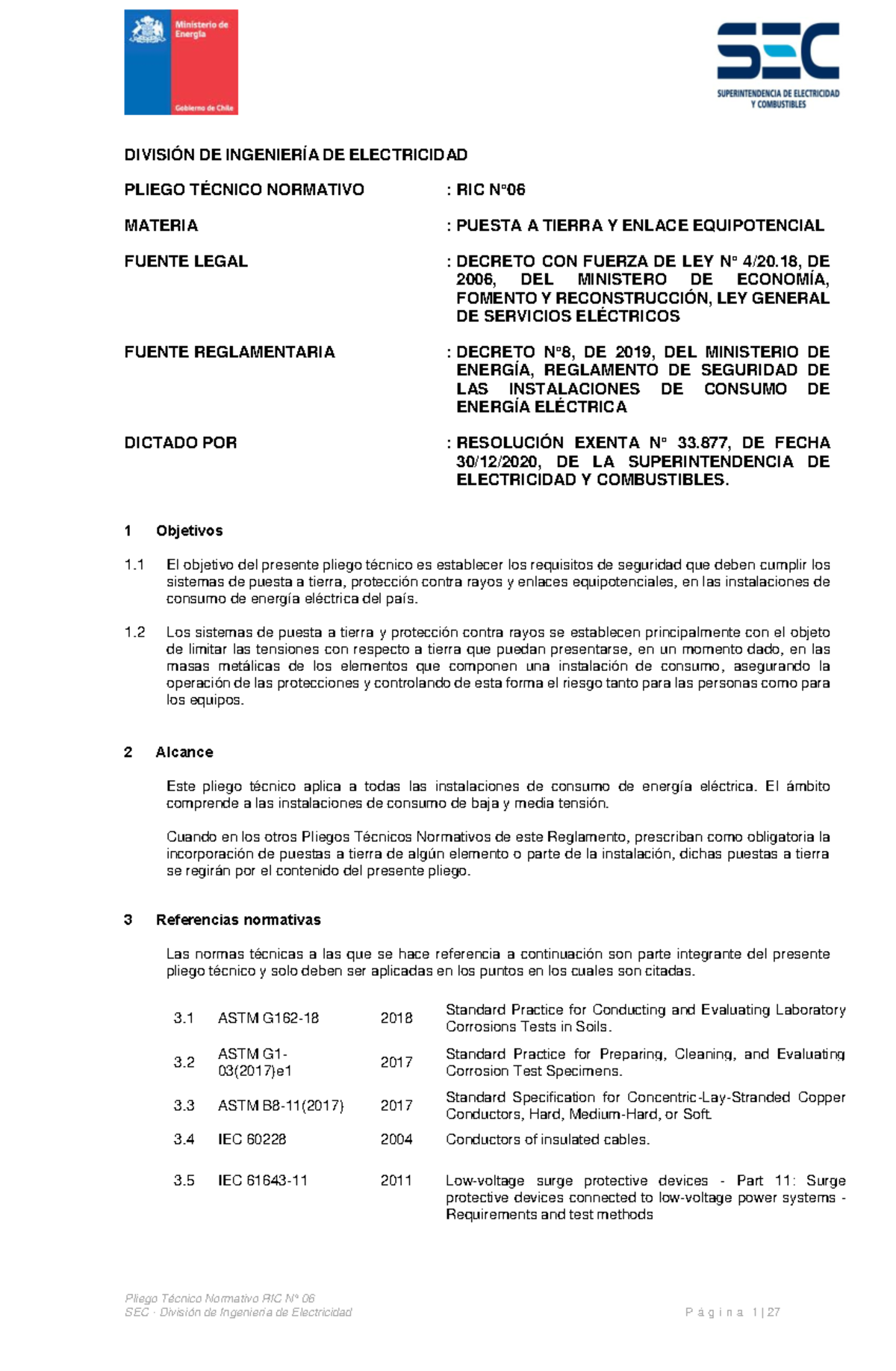 RIC N06 Puesta A Tierra - Pliego Técnico Normativo RIC N° 06 DIVISIÓN ...