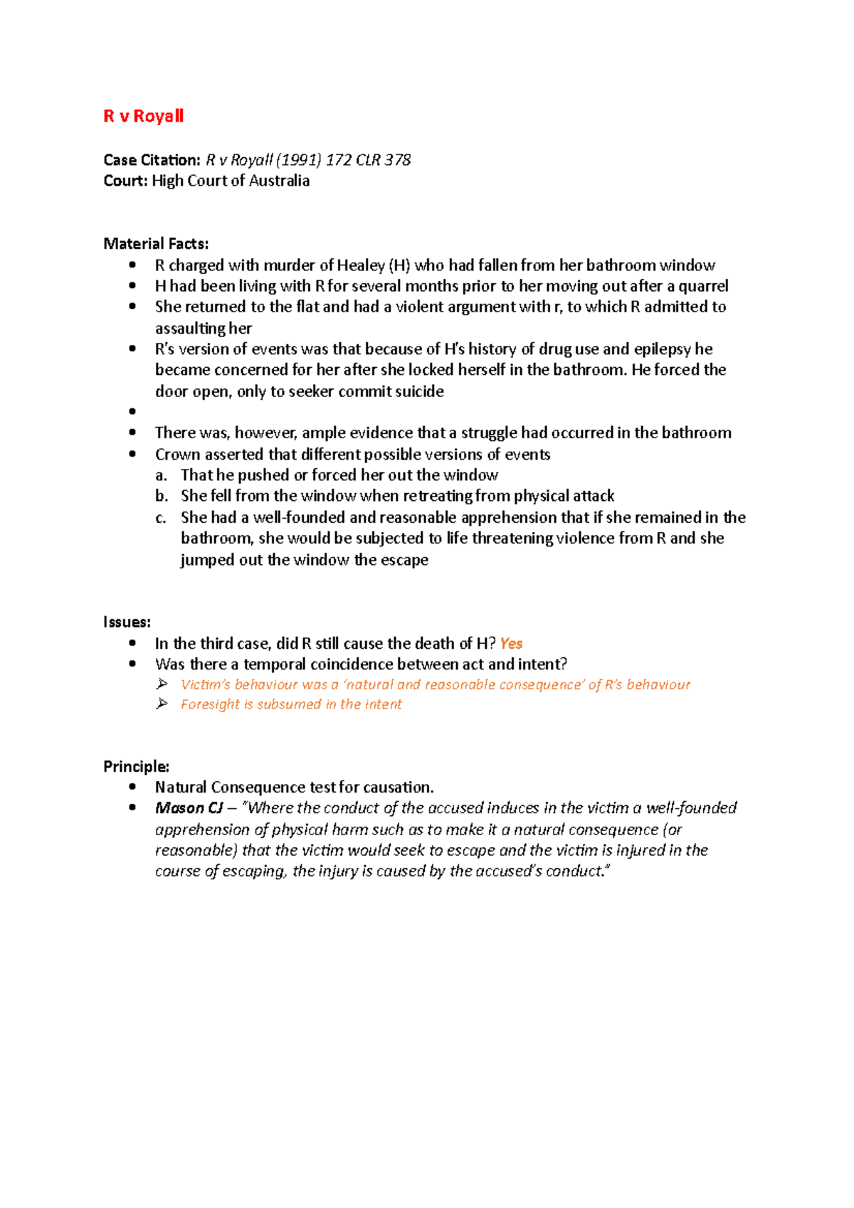 R v Royall Case Summary R v Royall Case Citation R v Royall (1991
