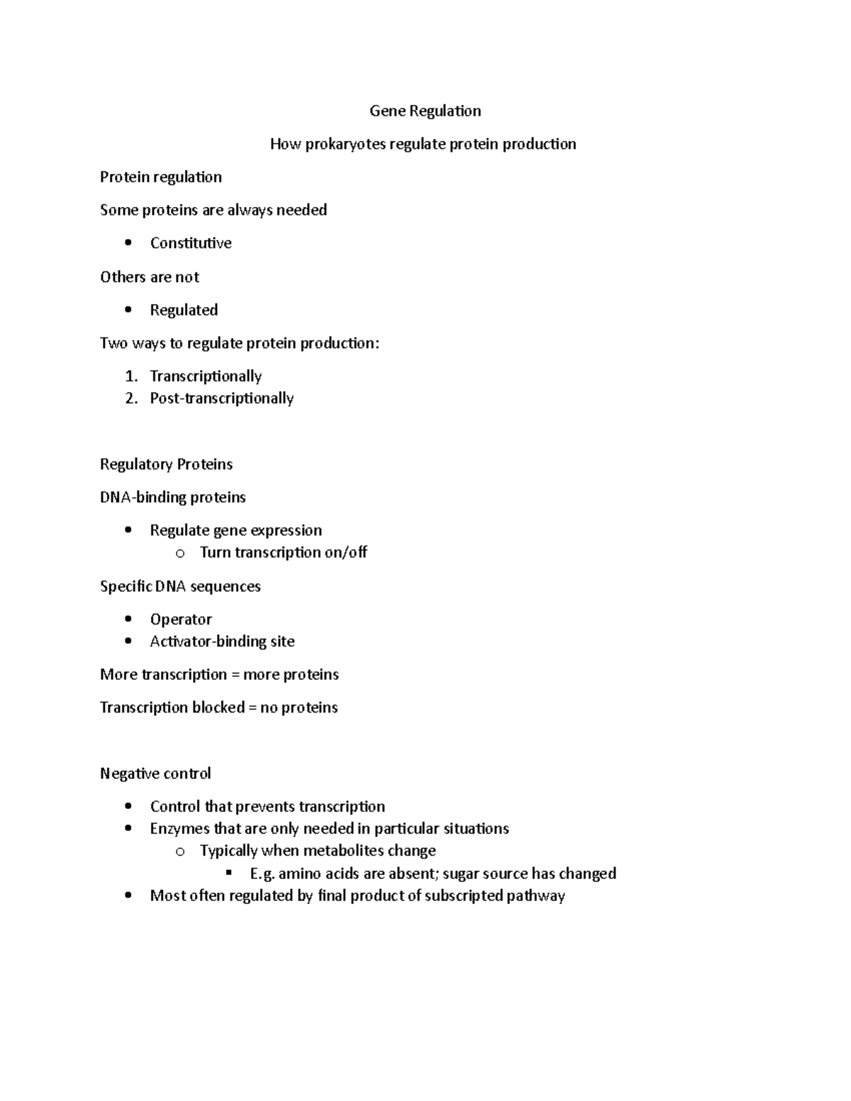 Gene Regulation Lecture notes 11 Gene Regulation How prokaryotes