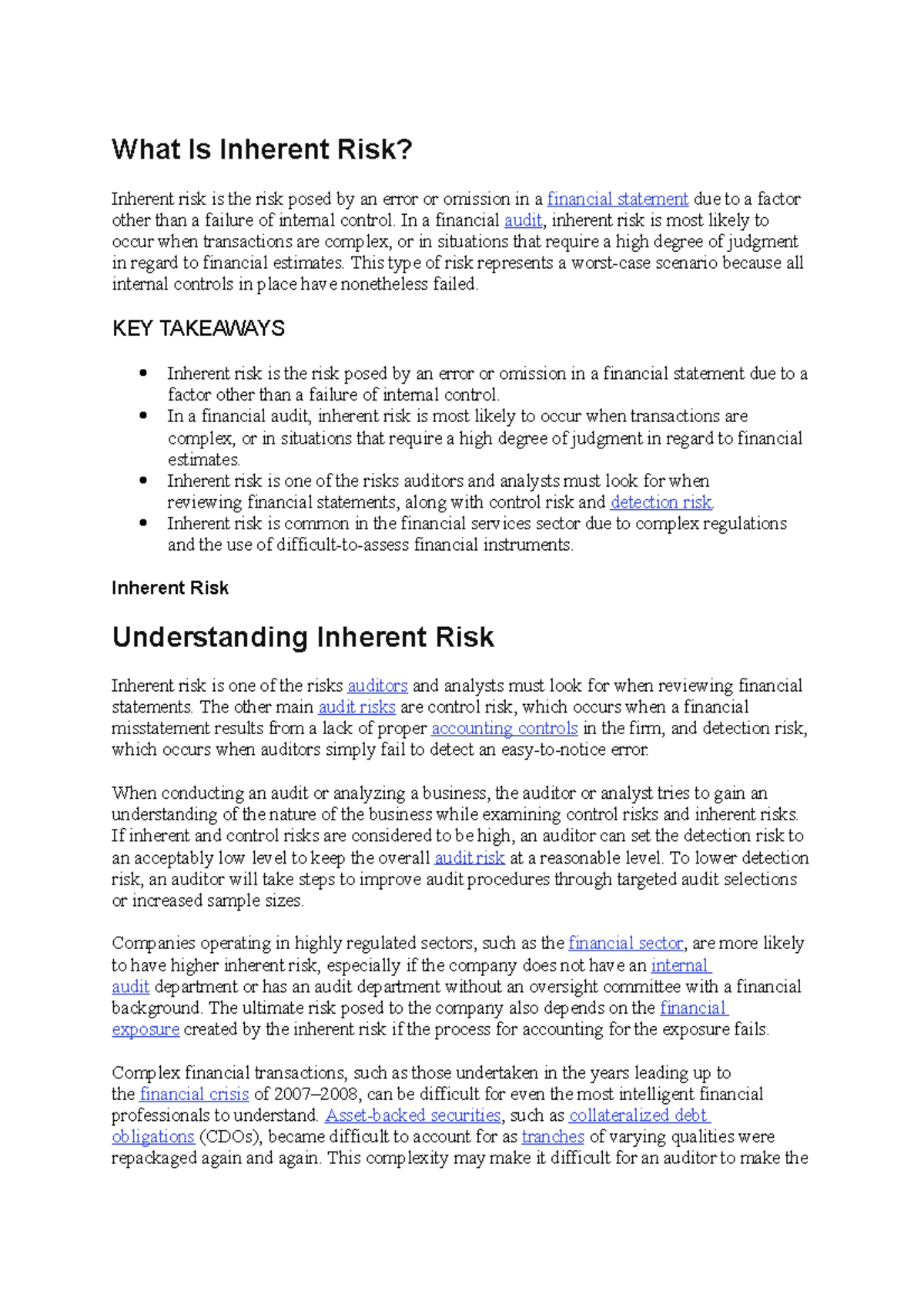 What Is Inherent Risk - What Is Inherent Risk? Inherent risk is the ...
