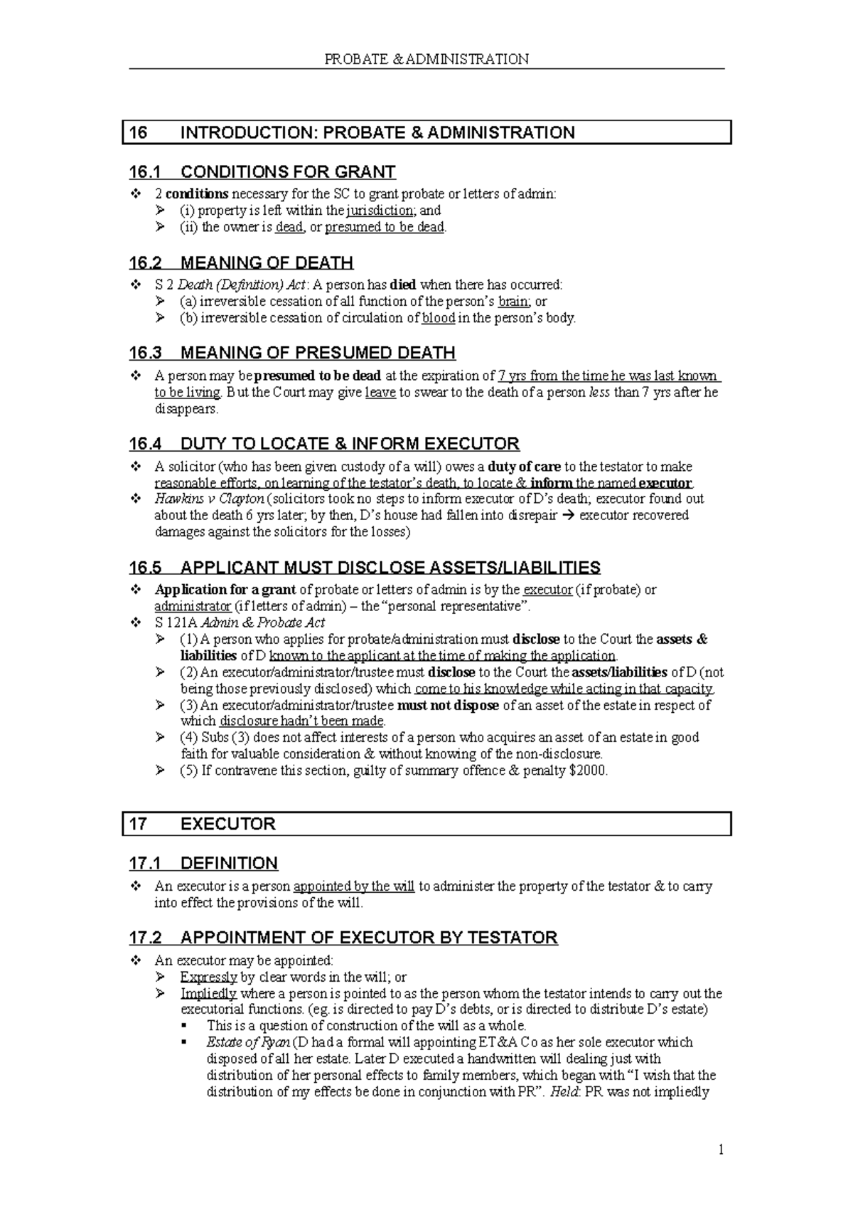 Succession Notes 4 - 16 INTRODUCTION: PROBATE & ADMINISTRATION 16 ...