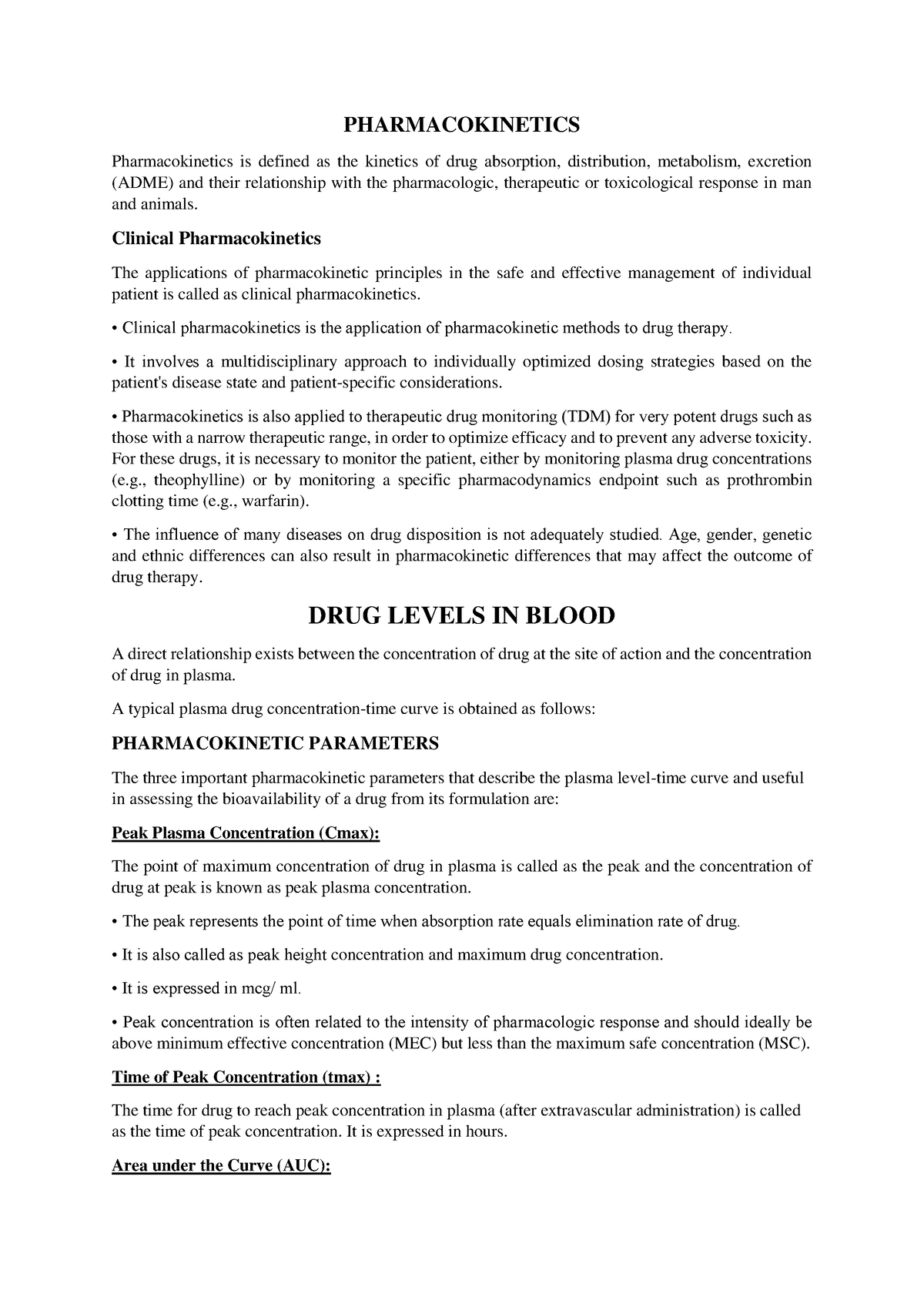 2 b PK- DRUG Levels IN Blood - PHARMACOKINETICS Pharmacokinetics is ...