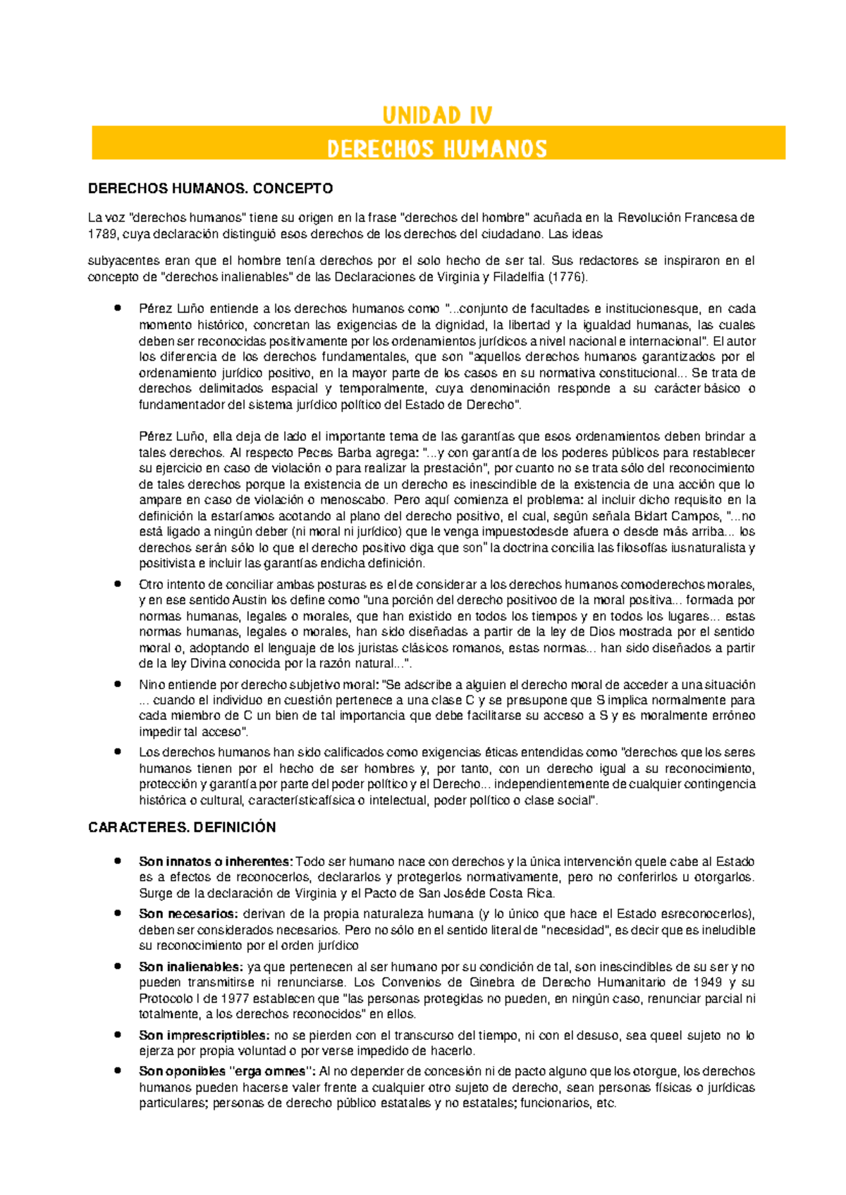 Und 4 - Resumen de la unidad 4 - DERECHOS HUMANOS. CONCEPTO La voz ...