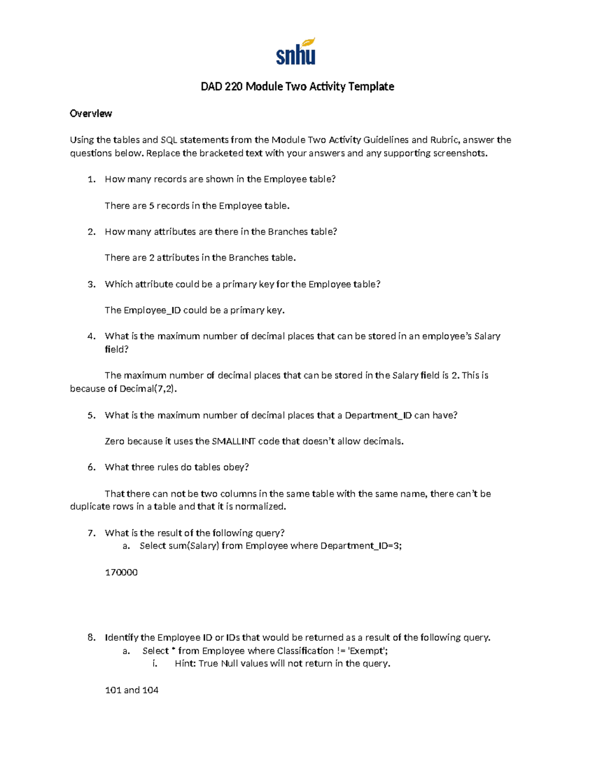 DAD 220 Module Two Activity complete - DAD 220 Module Two Activity ...