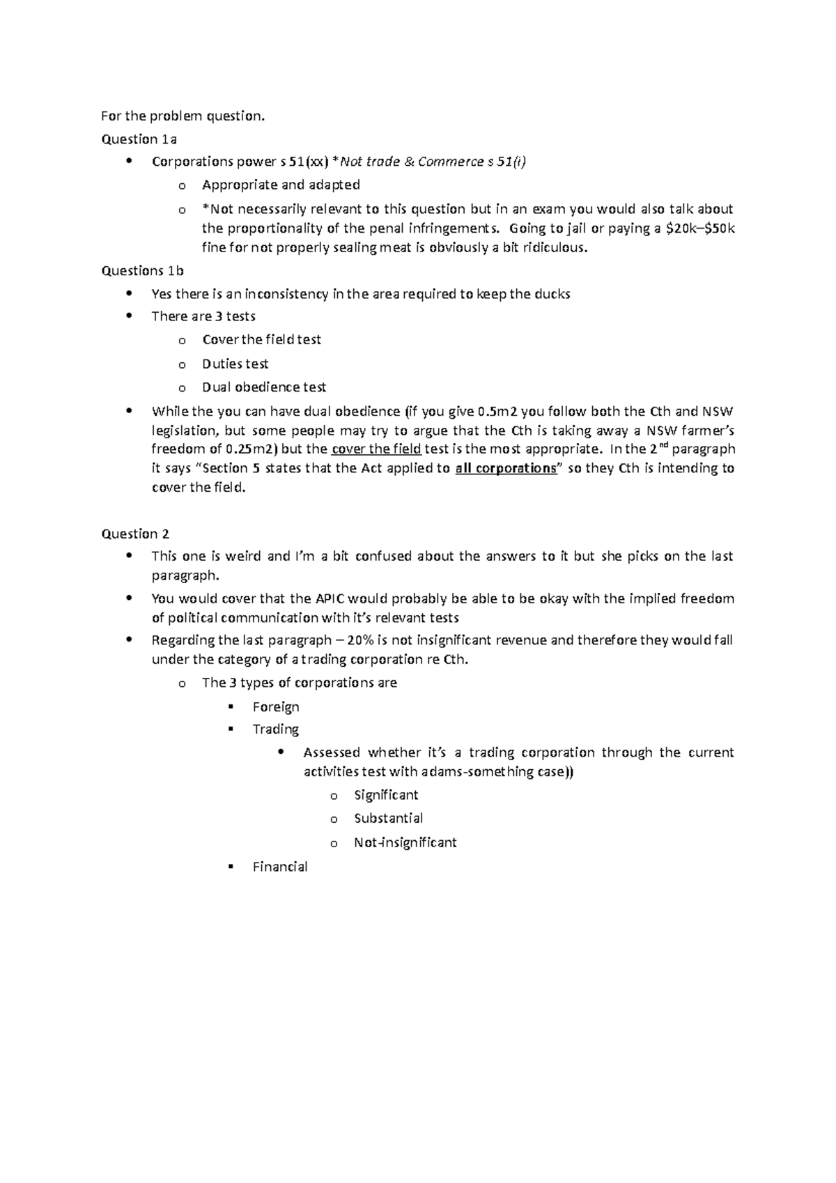 Week 11 Problem Question - For the problem question. Question 1a ...