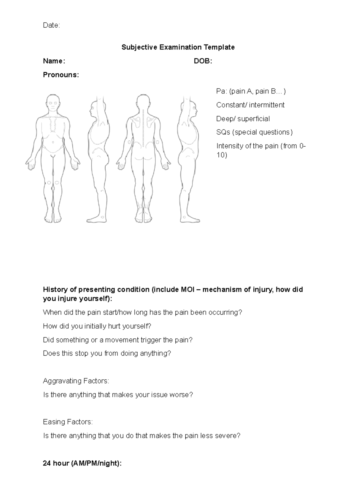 Subjective Examination Template 2022 Subjective Examination Template