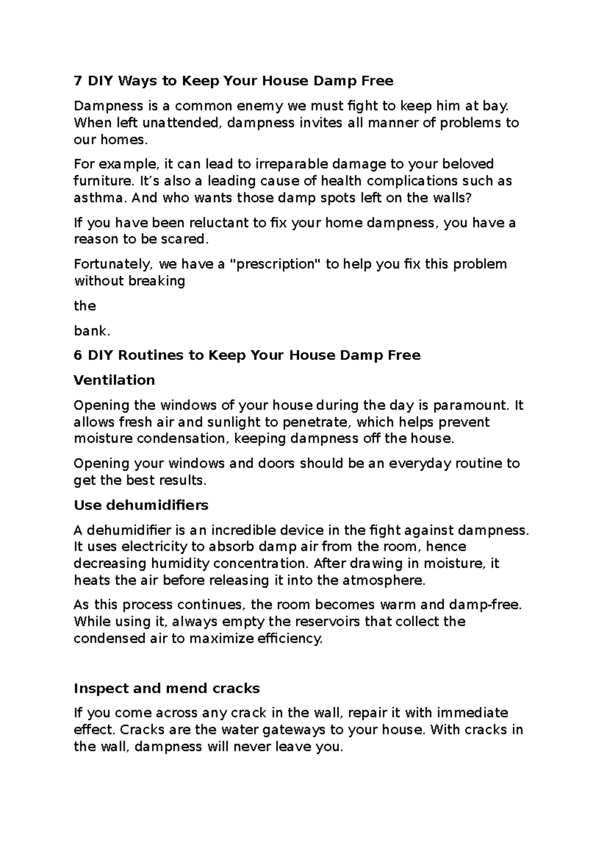 7 ways to keep house damp free 7 DIY Ways to Keep Your House Damp