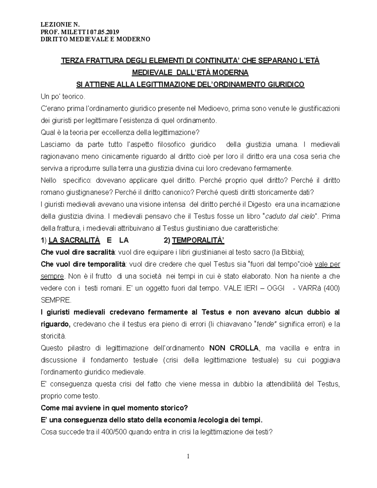 Lezione 18 TERZA FRATTURA DEGLI ELEMENTI DI CONTINUITA’ CHE SEPARANO L’ETÀ MEDIEVALE DALL’ETÀ