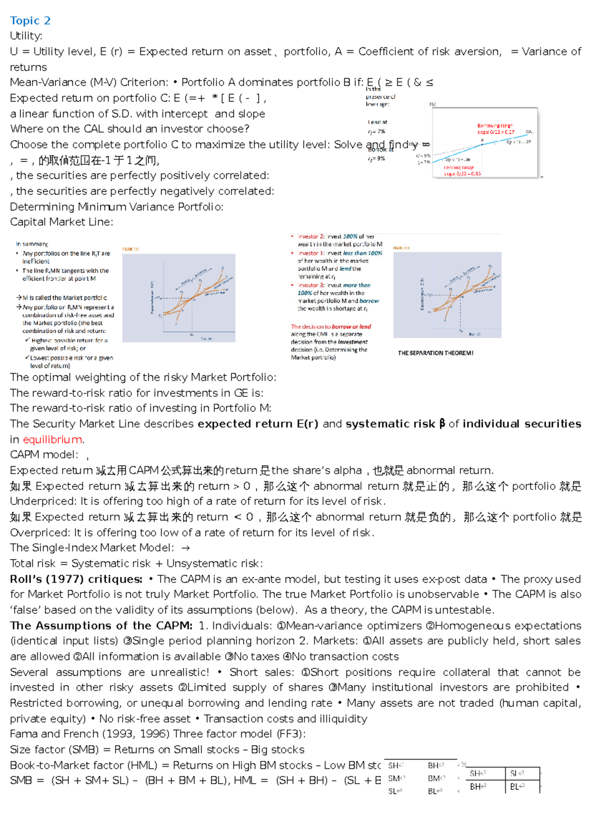 5220 notes - 111 - Topic 2 Utility: U = Utility level, E (r) = Expected ...