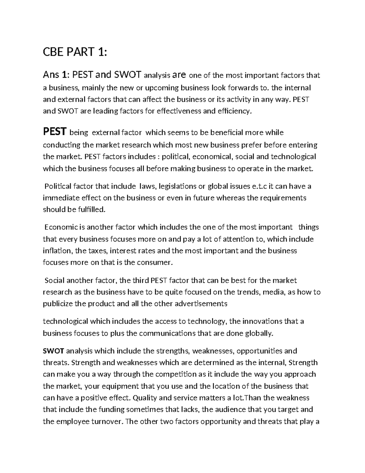 CBE PART 1 - it includes notes that can be incorporated for the ...