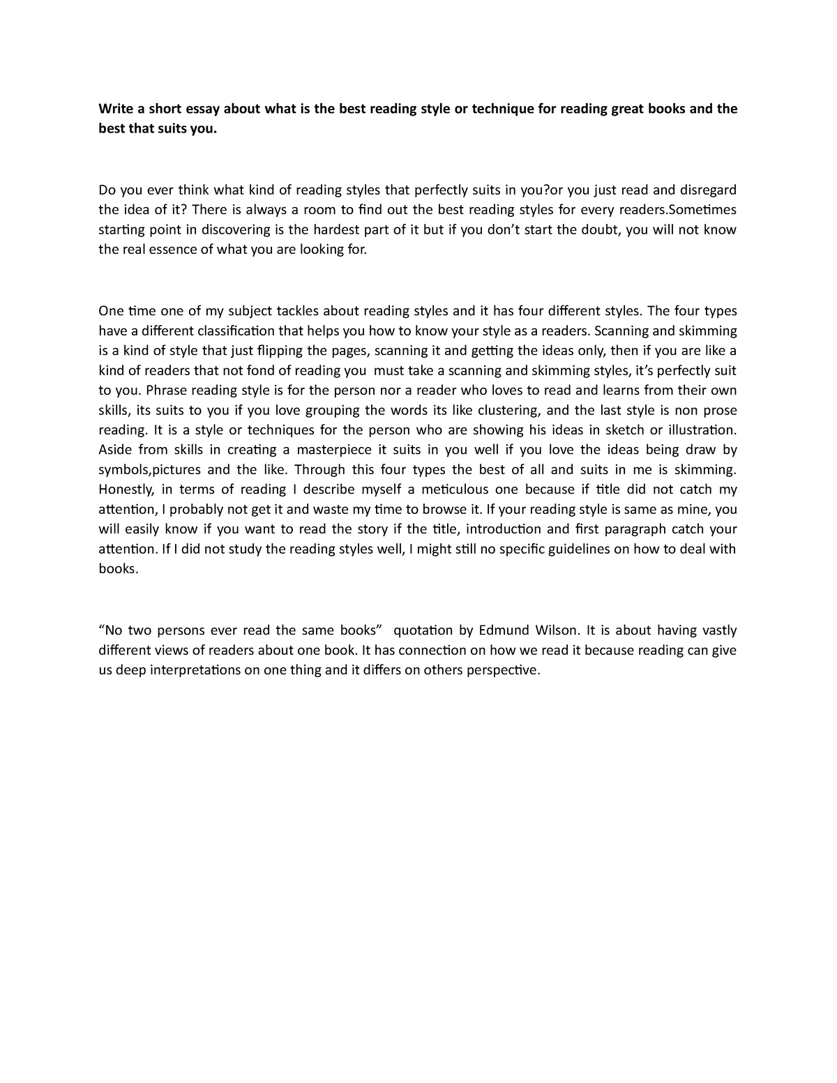 best essay about reading