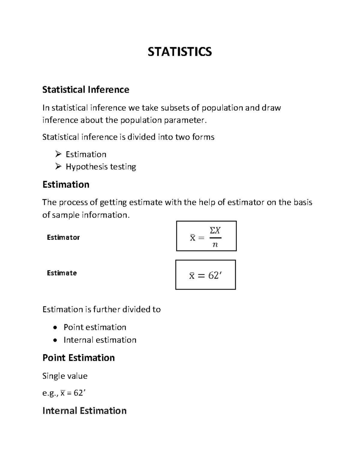 Statistics - it is very helpful - STATISTICS Statistical Inference In ...